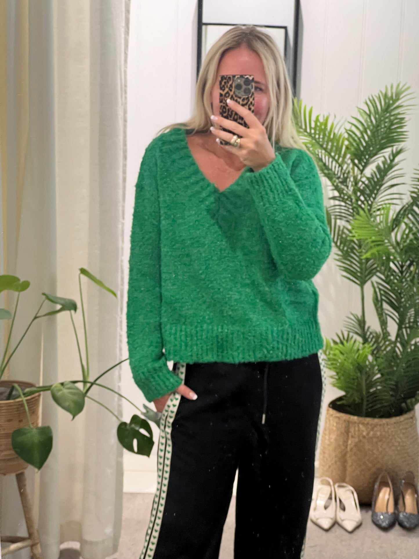 Green V Neck Knit