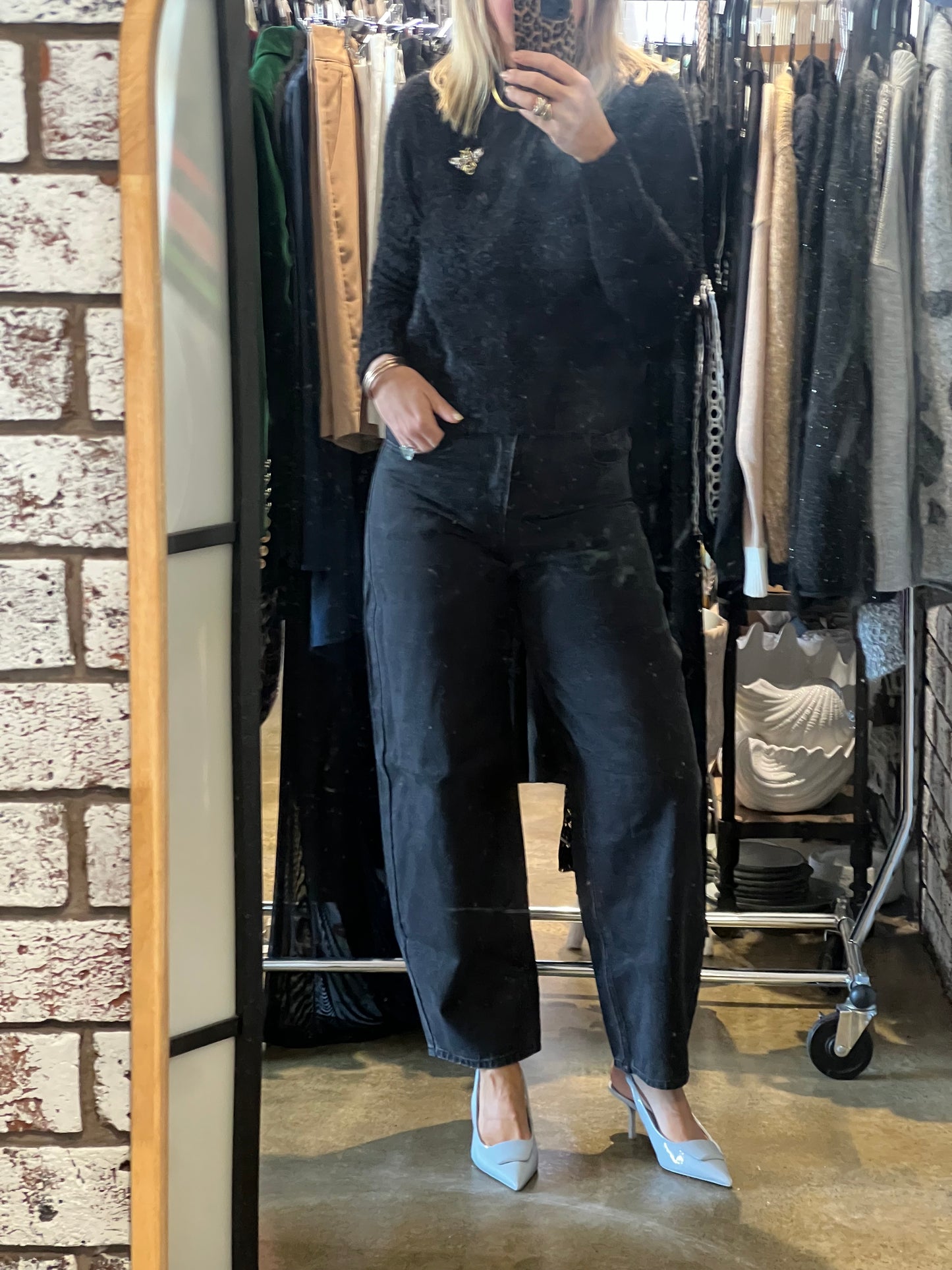 Denim Barrel Jeans - black