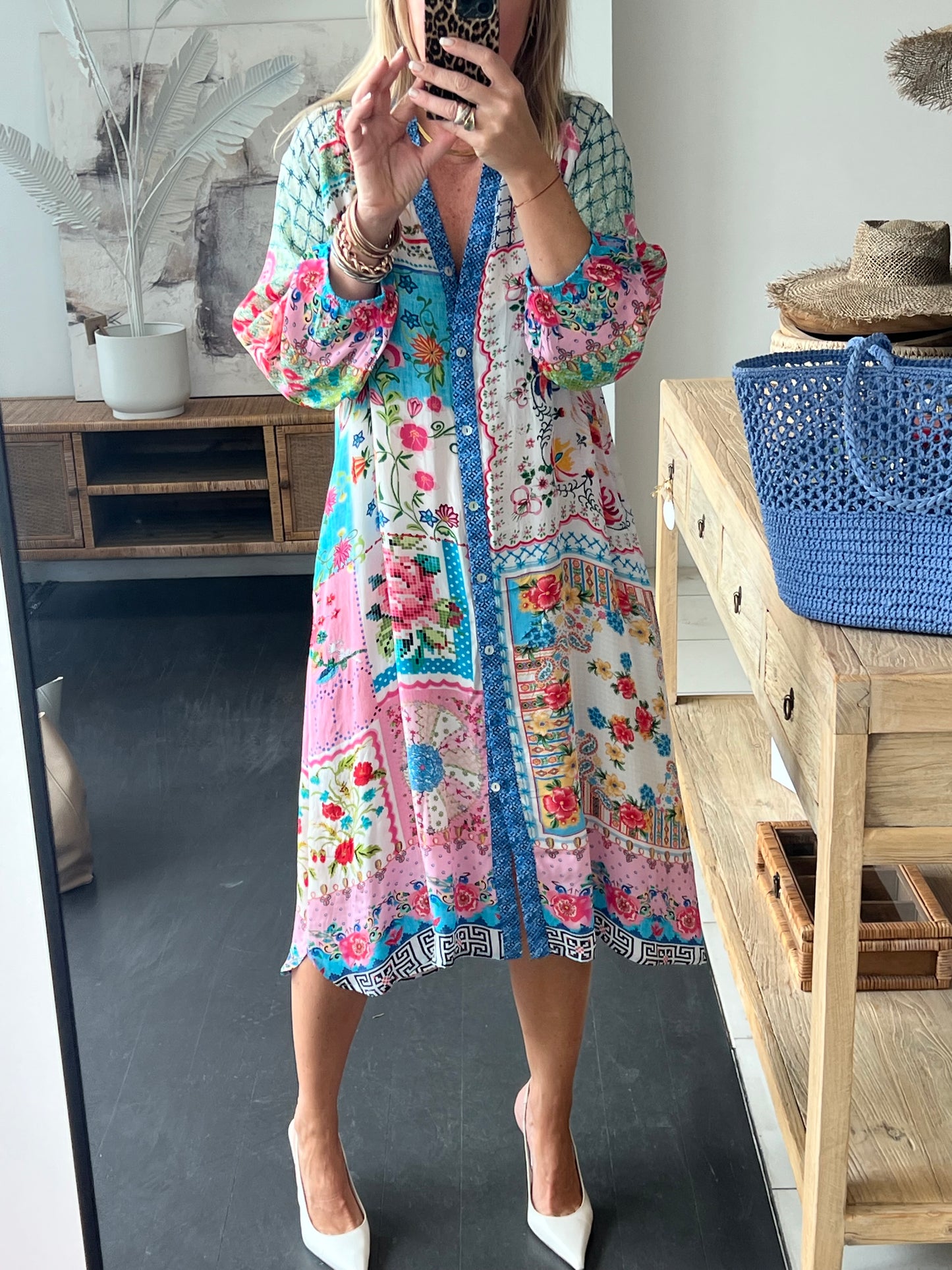 Slinky Resort Shirt Dress - carnival
