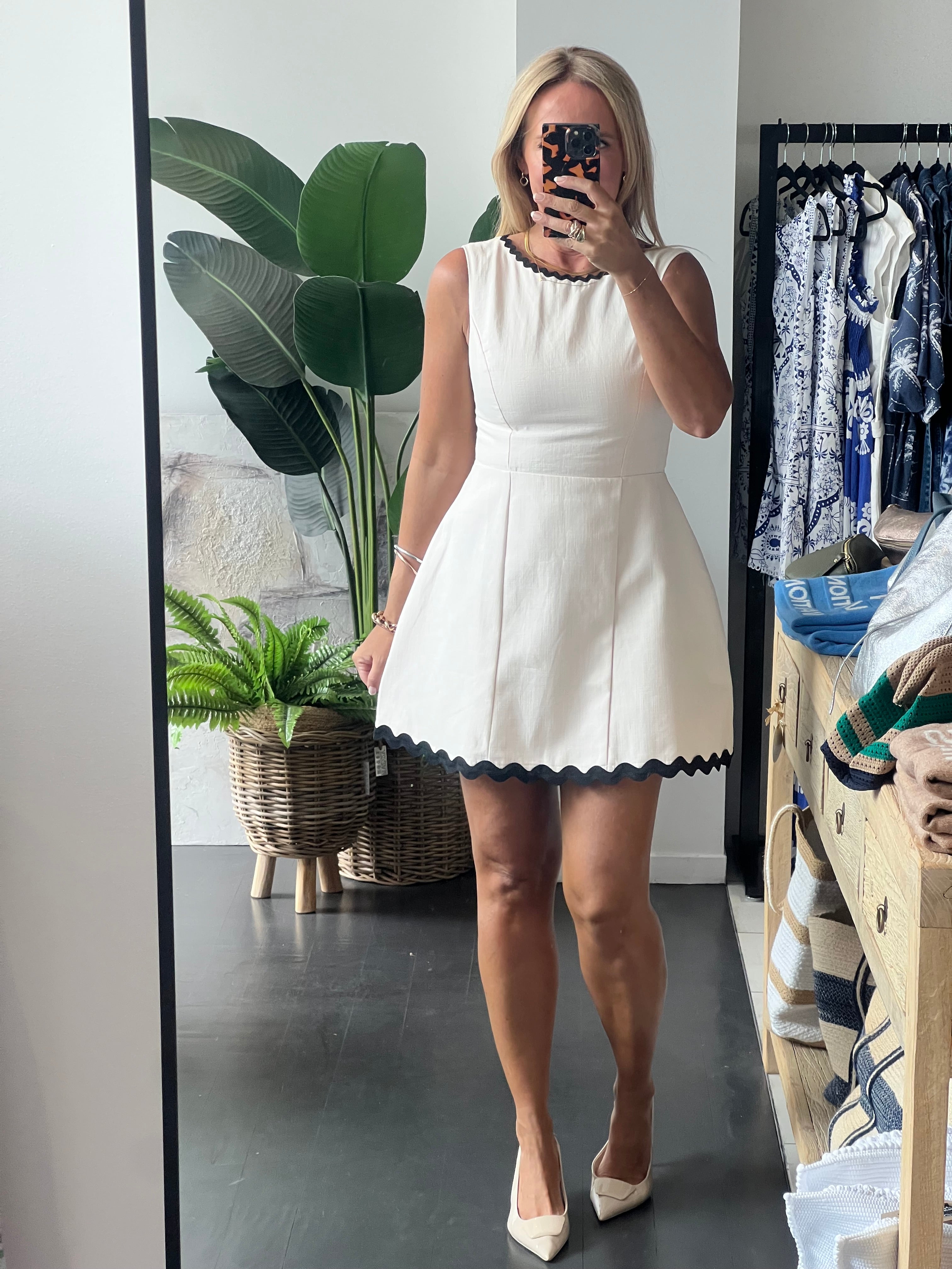 Ric Rac Mini Dress- white – Beach to bar wear
