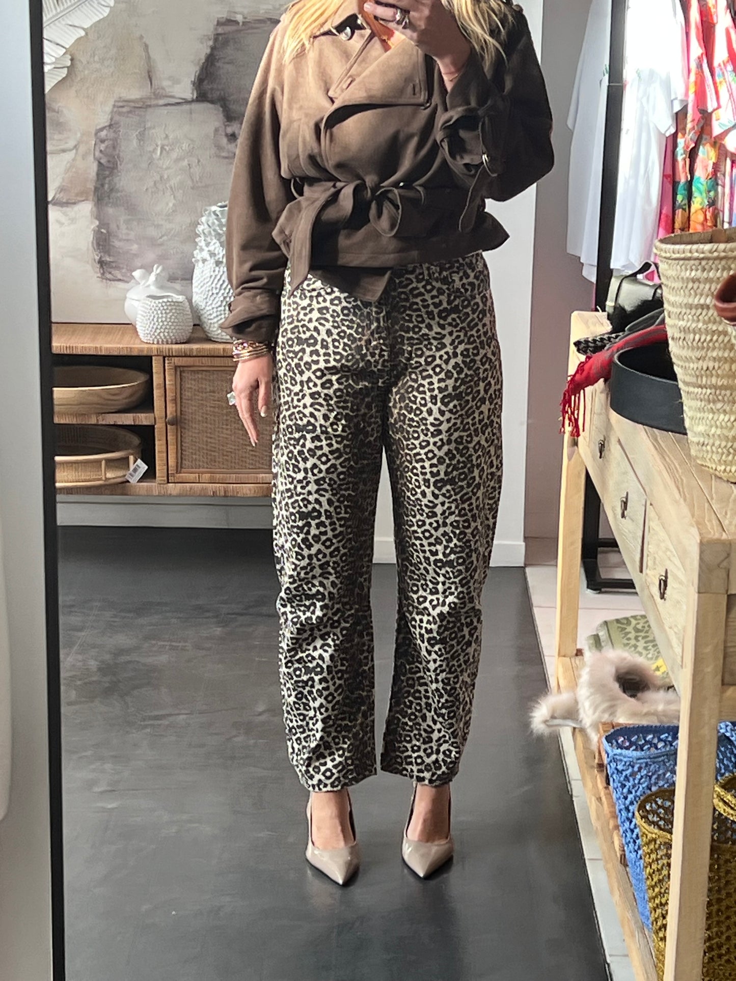 Leopard Barrel Jeans