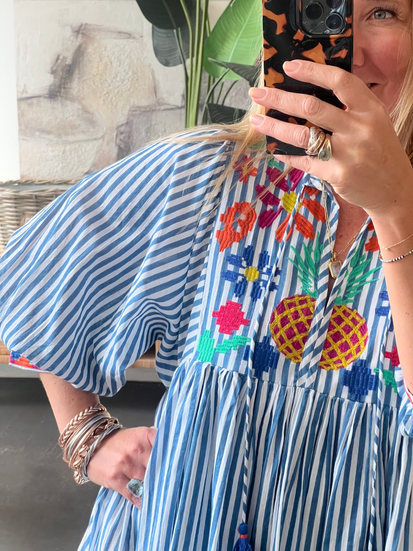 Santorini Cotton Embroidered Beach Dress
