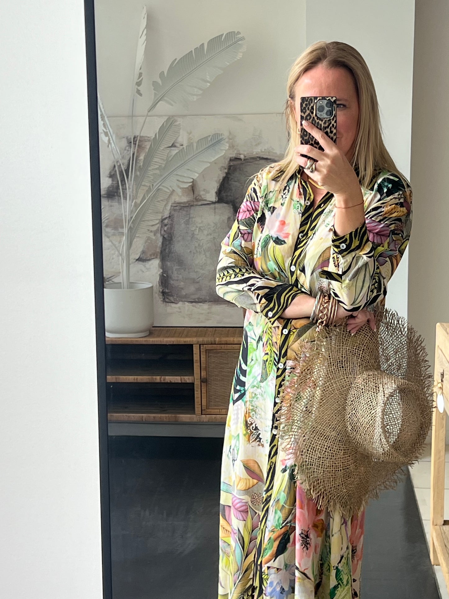 Slinky Resort Shirt Dress - chartreuse