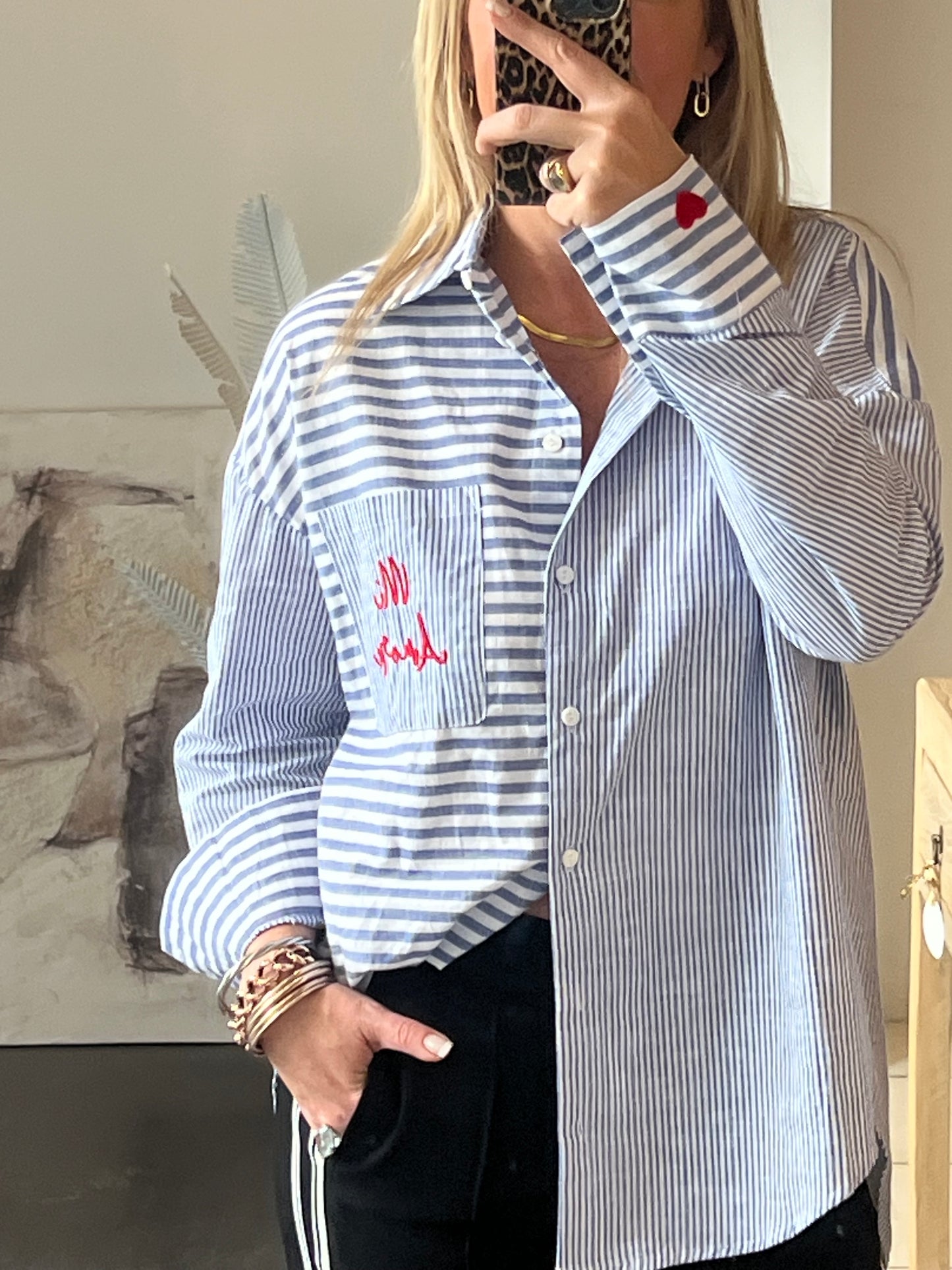 Mi Amore My Love stripe shirt