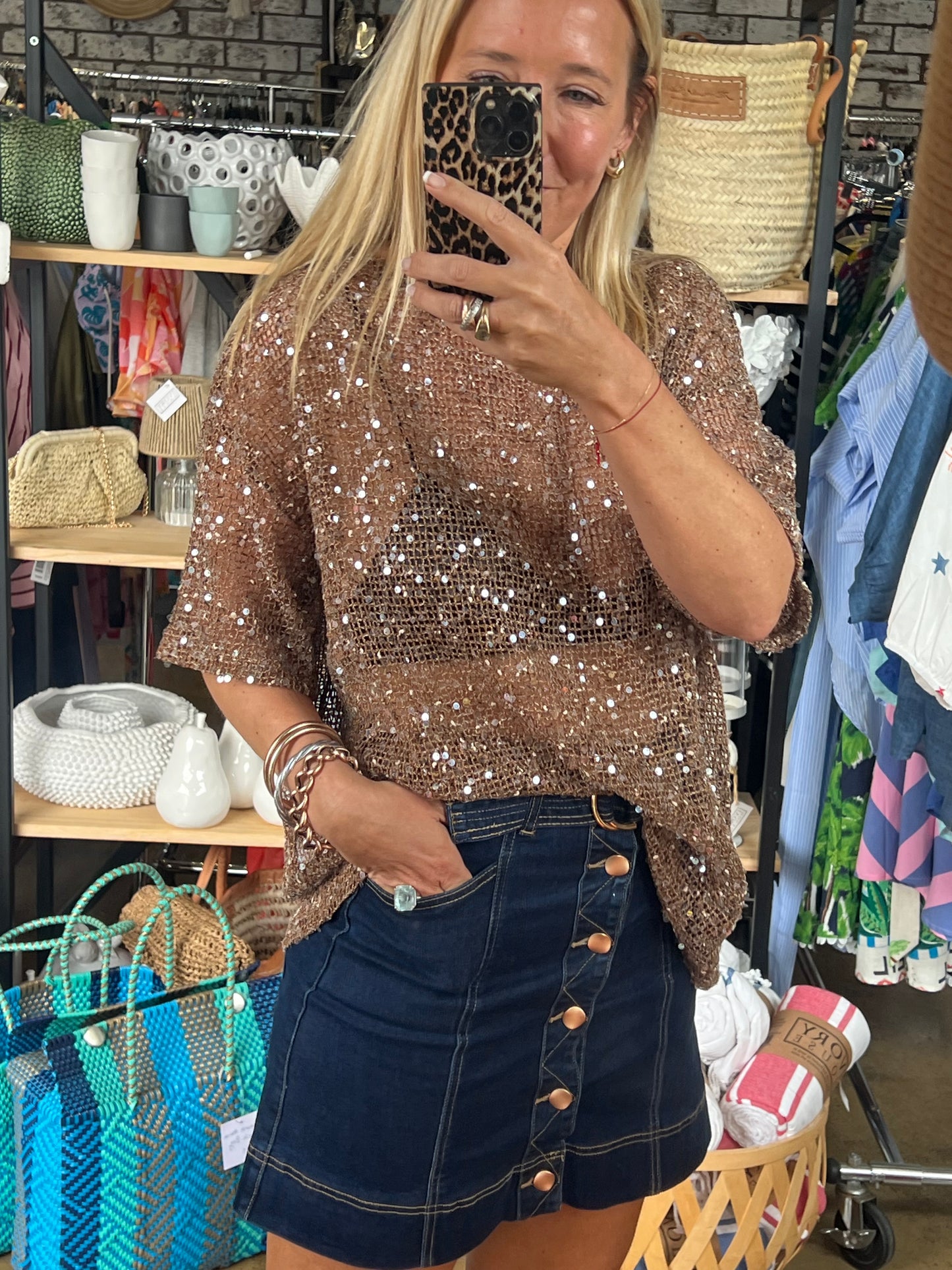 Twinkle Tee - sequin bronze