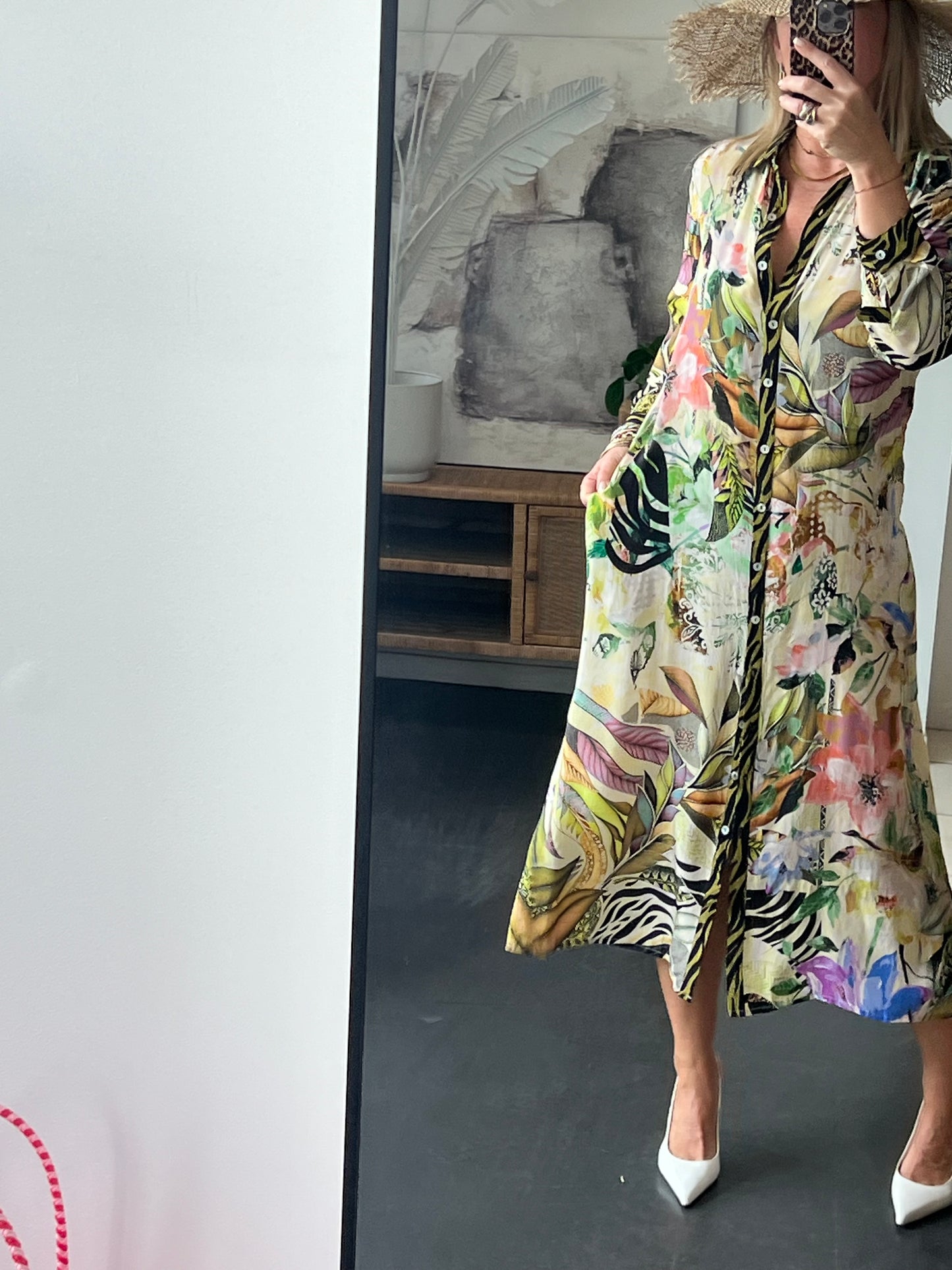 Slinky Resort Shirt Dress - chartreuse