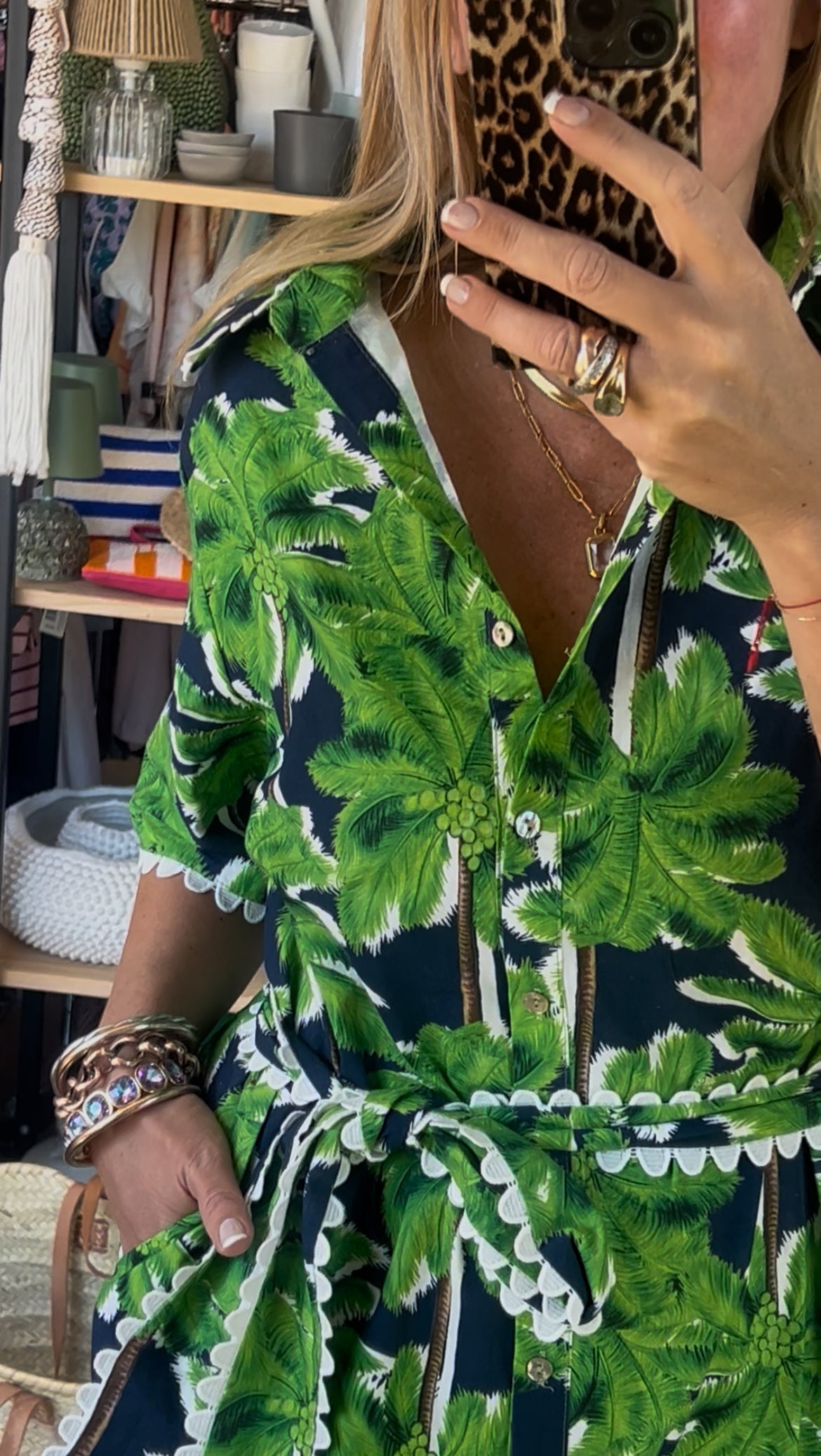 Palmy Shift Shirt Dress