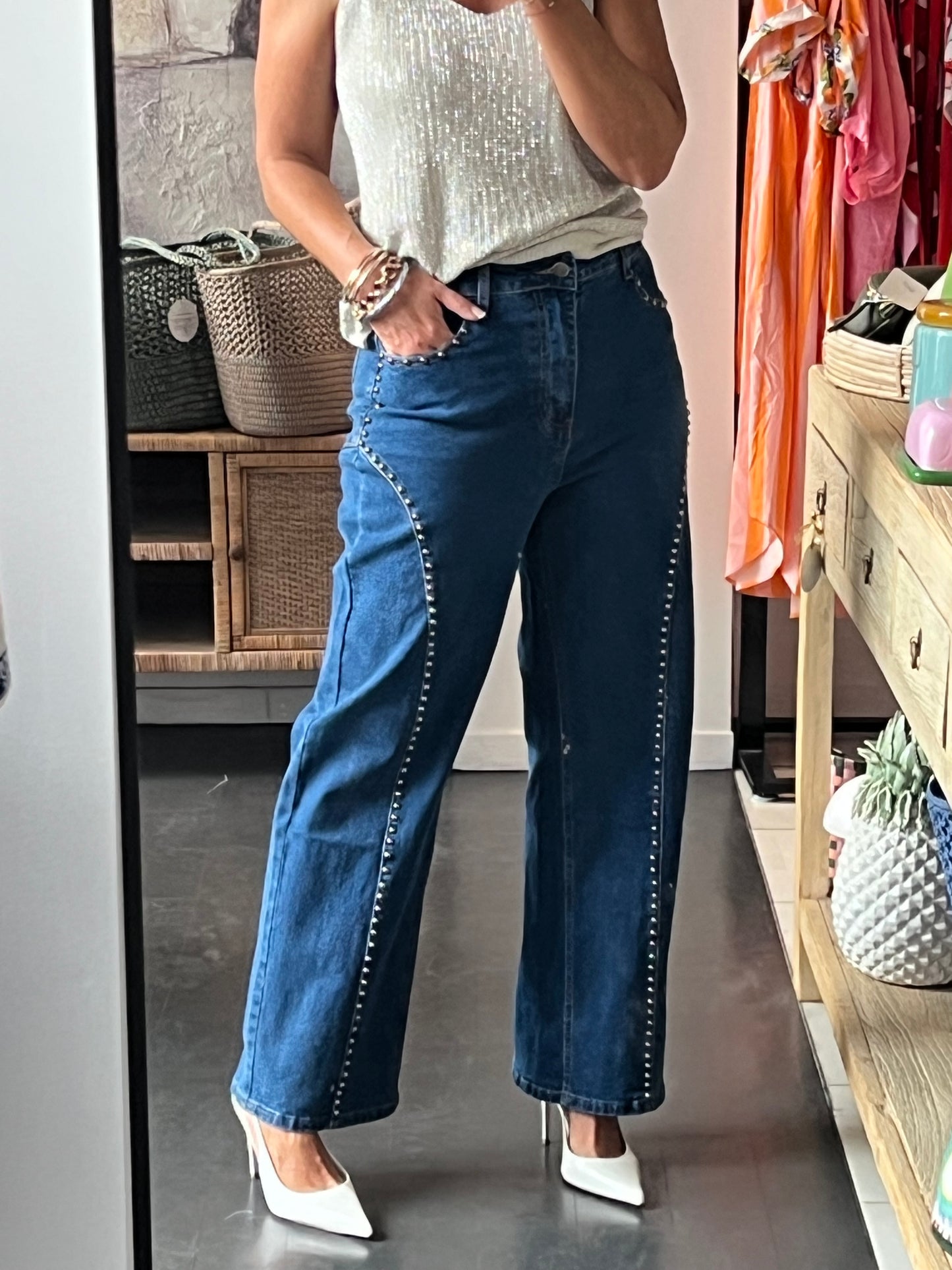 Studded Jeans - denim