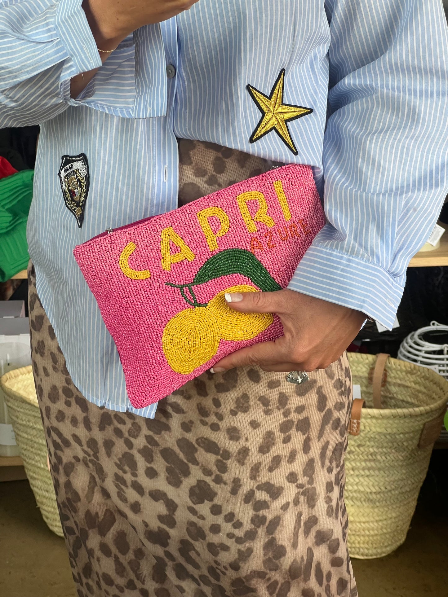 Beaded CAPRI Clutch Bag with chain