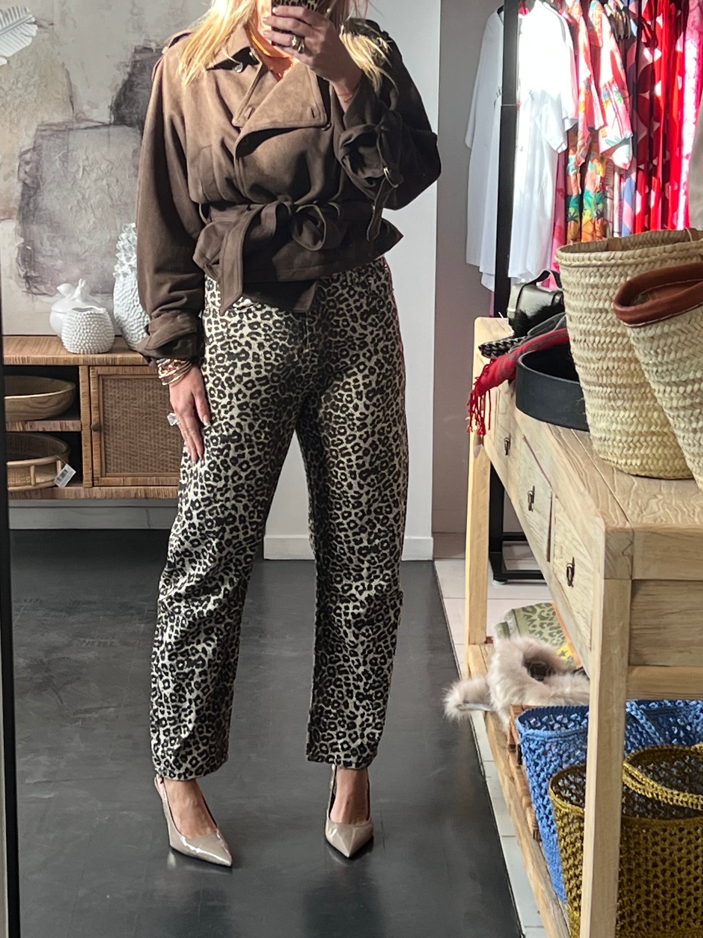 Leopard Barrel Jeans