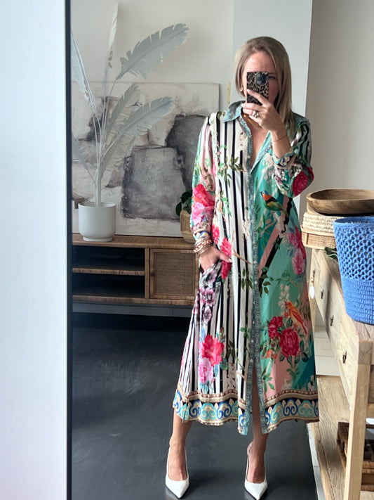Slinky Resort Shirt Dress - aqua