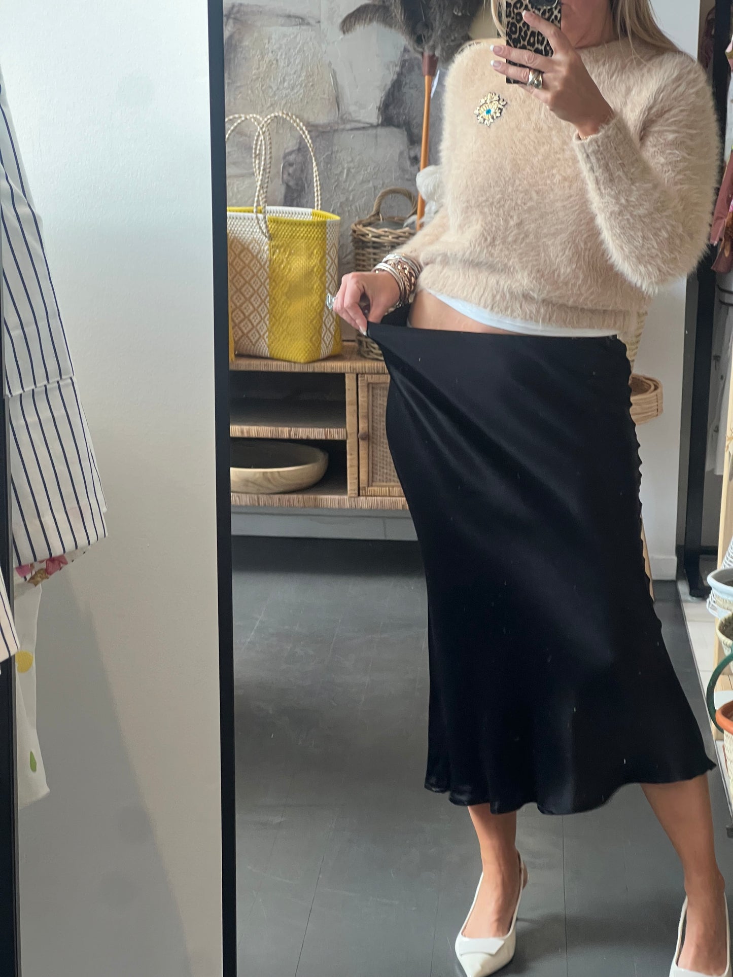 Slinky Midi Skirt - black