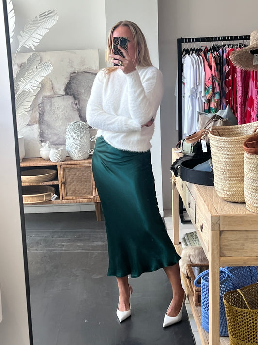 Slinky Midi Skirt - green