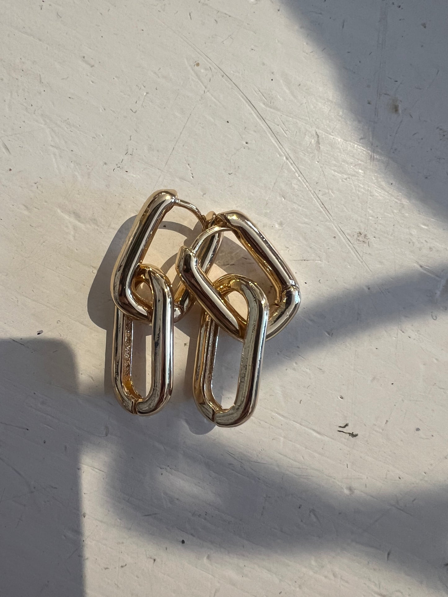 Gold Bolt Link Earings