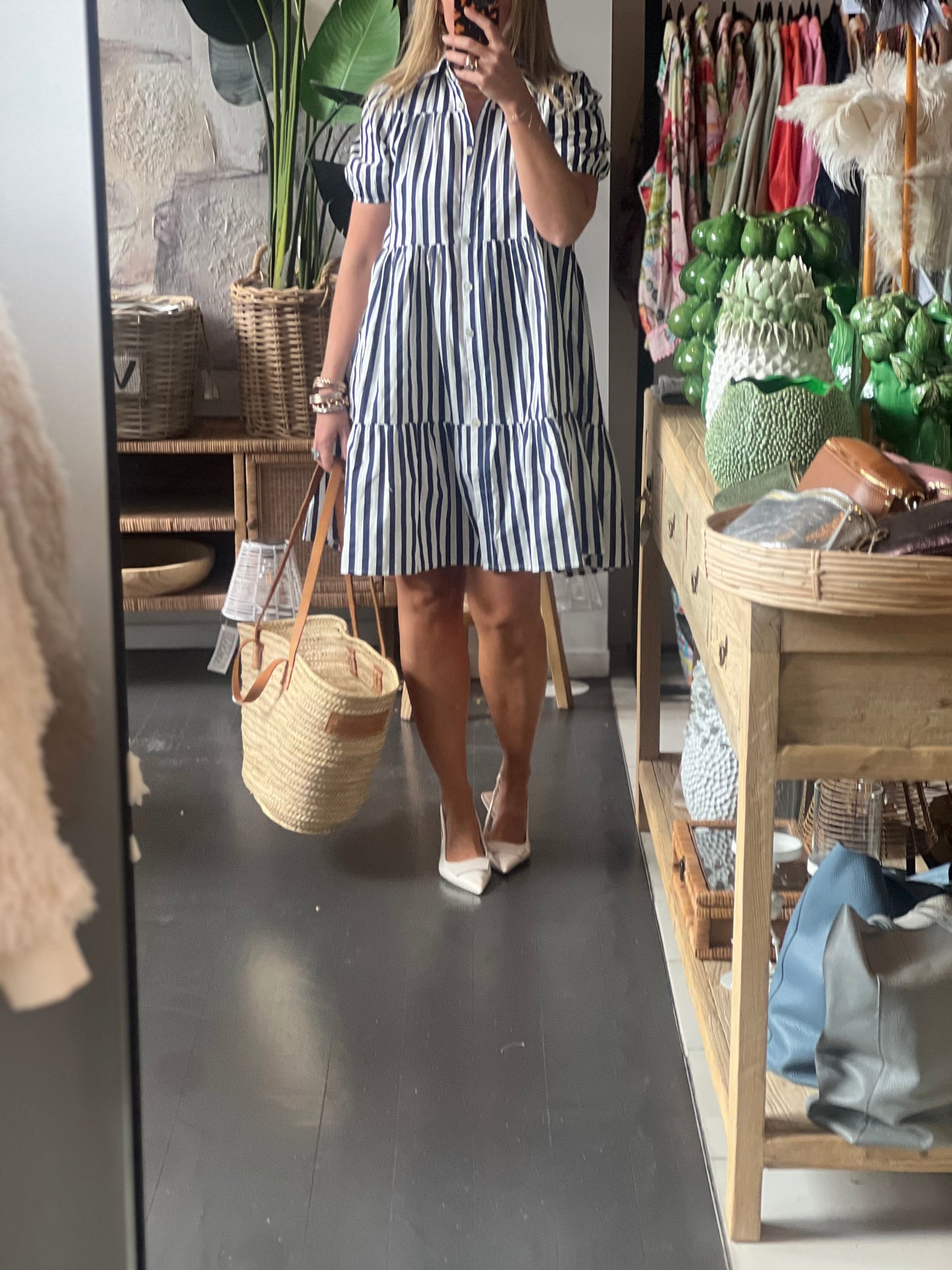 Rock Pools Vacation Dress - Navy Stripe