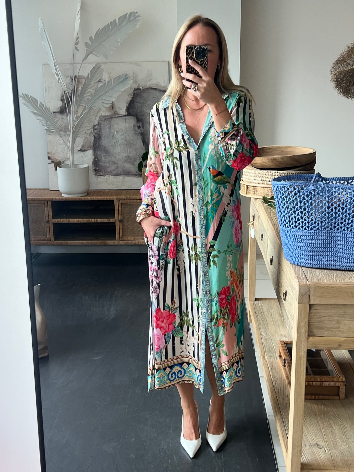 Slinky Resort Shirt Dress - aqua
