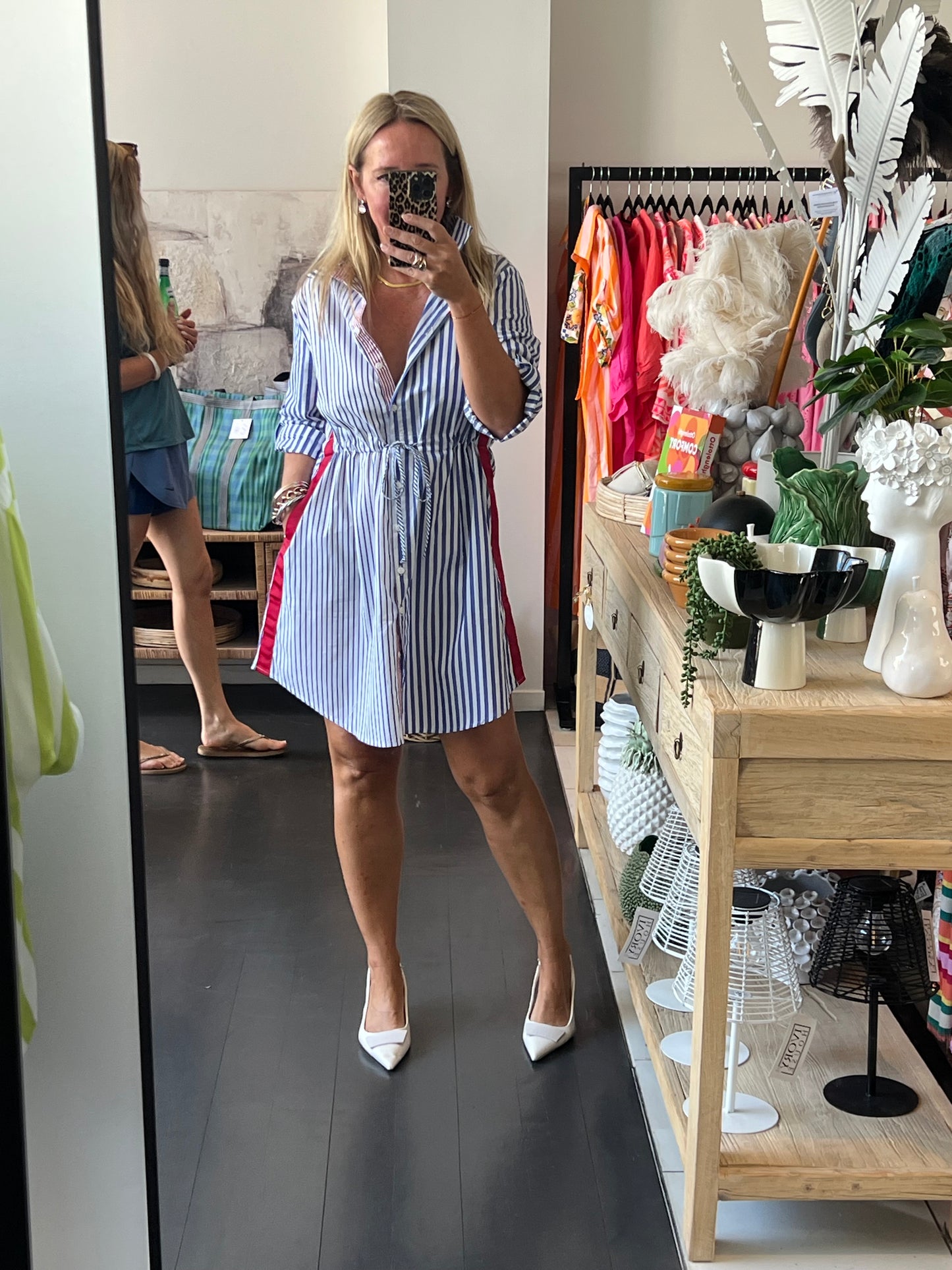 Blue & White Stripe Cotton Shirt Dress