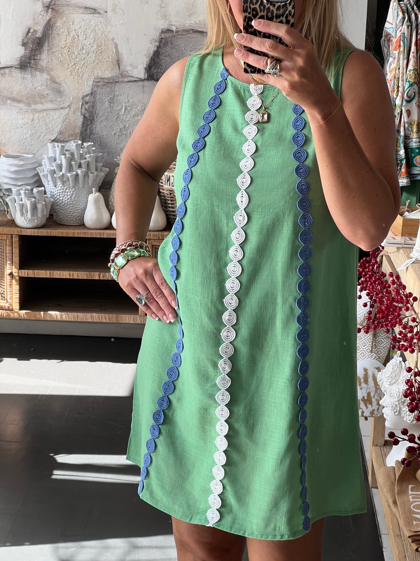 Sleeveless Shift Linen Dress