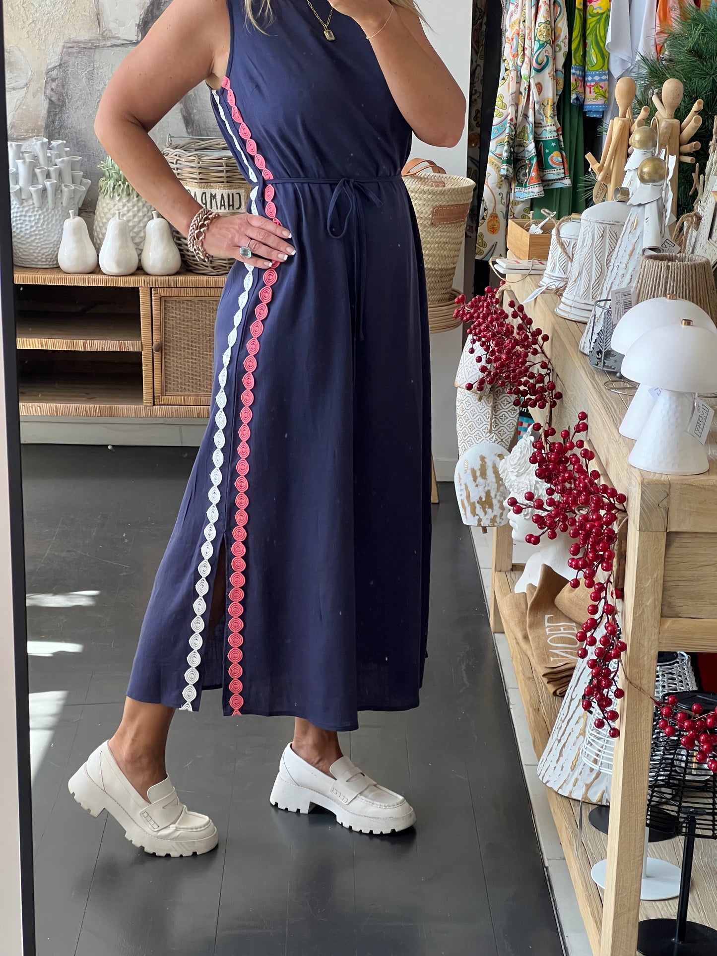 Sleeveless Shift Linen Maxi Dress