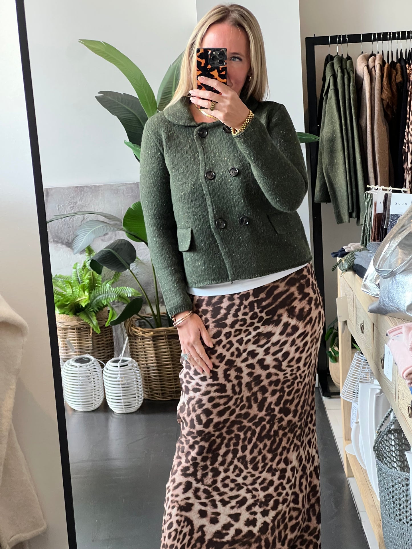 Speckled Knit Winter Cardi Jacket- olive