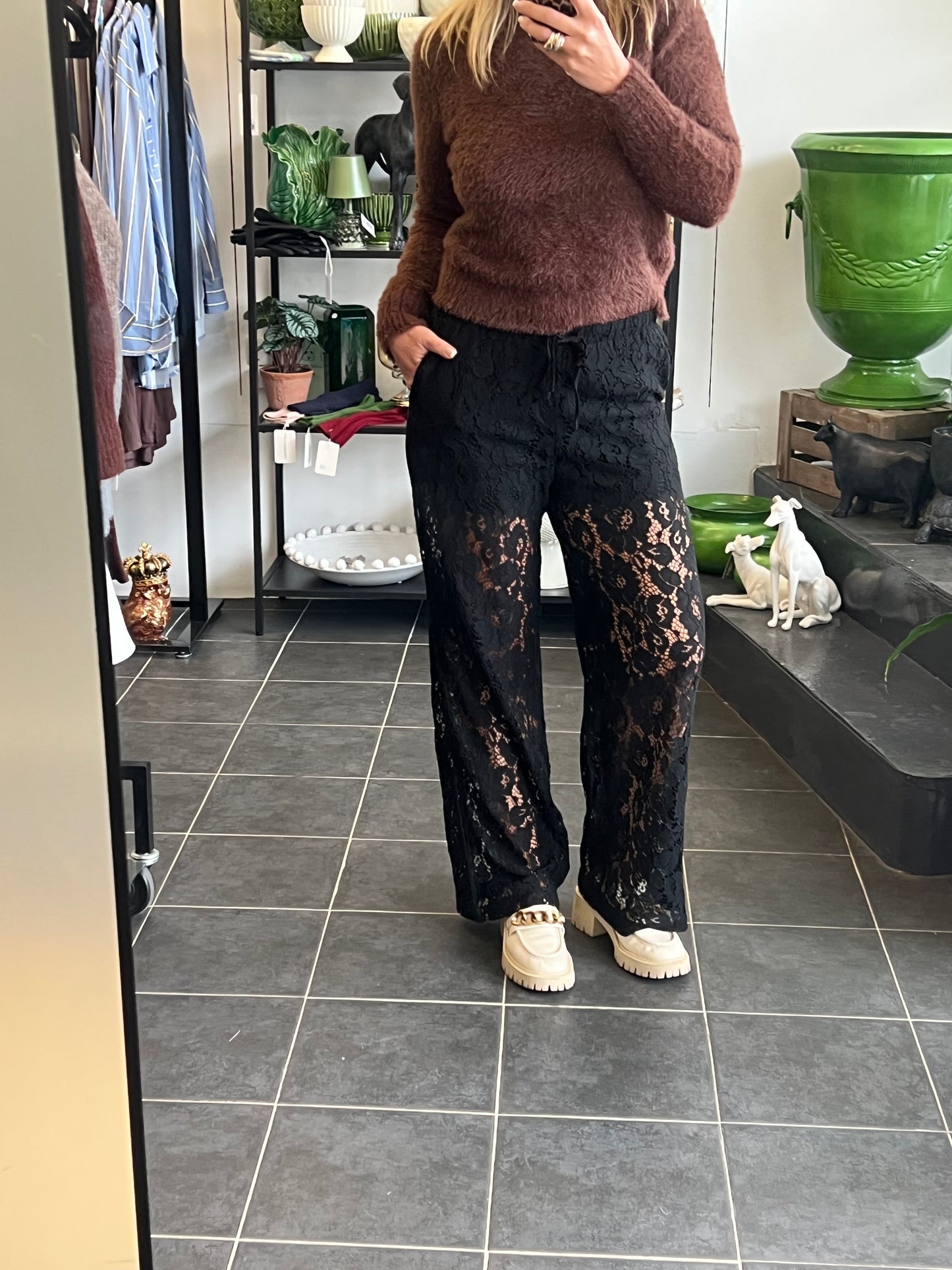 Lace Lounge Pants - pull on drawstring