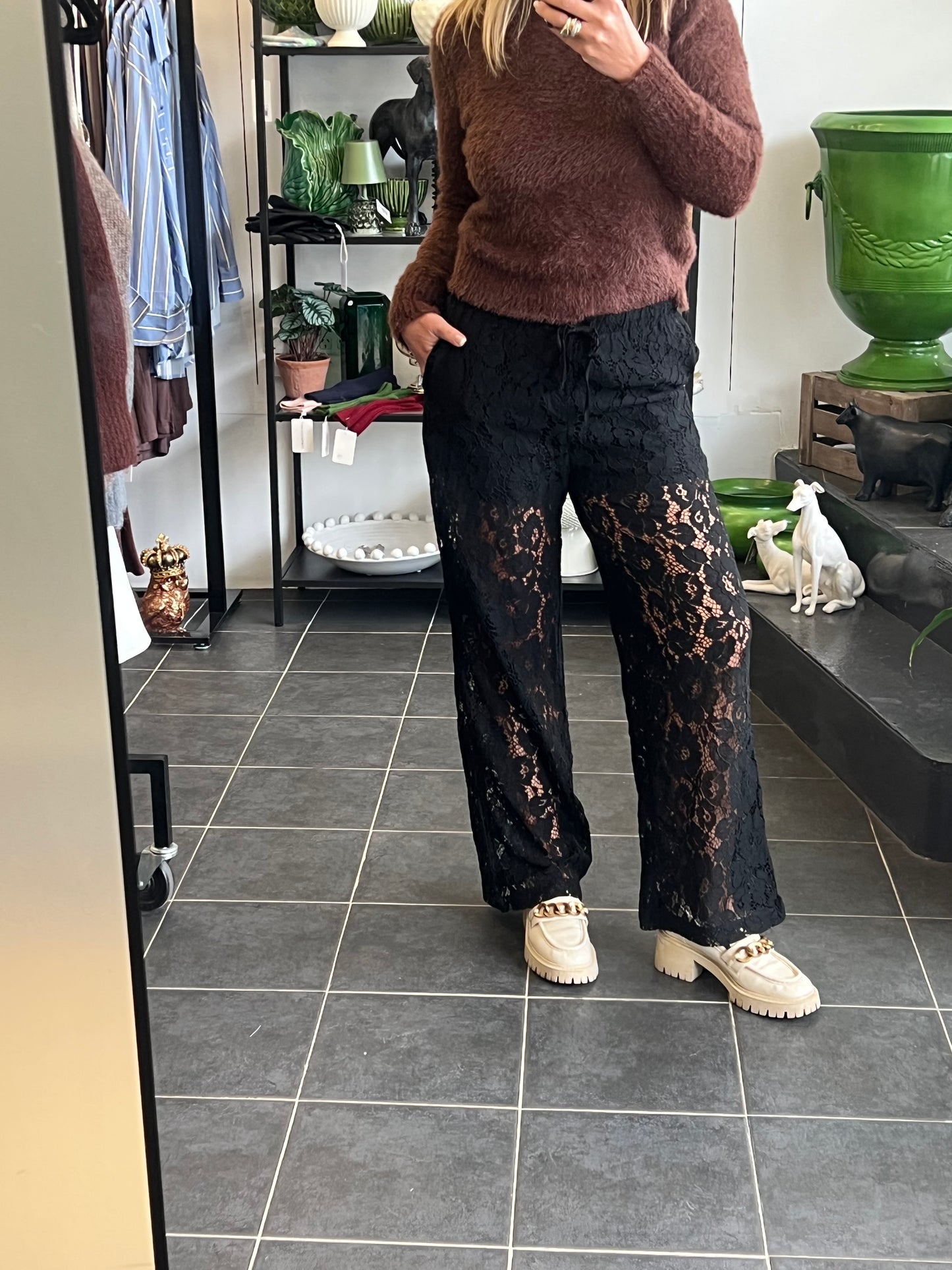 Lace Lounge Pants - pull on drawstring