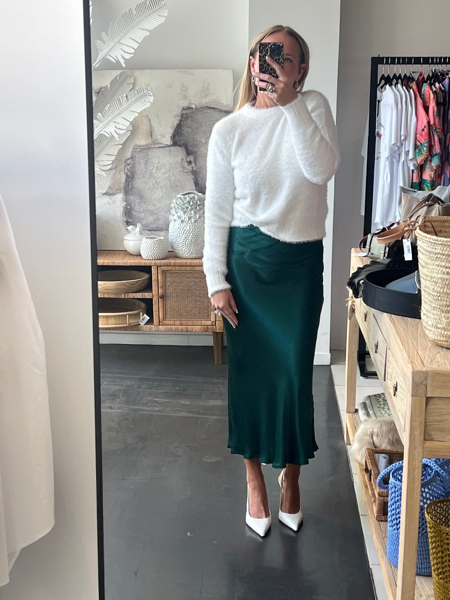 Slinky Midi Skirt - green