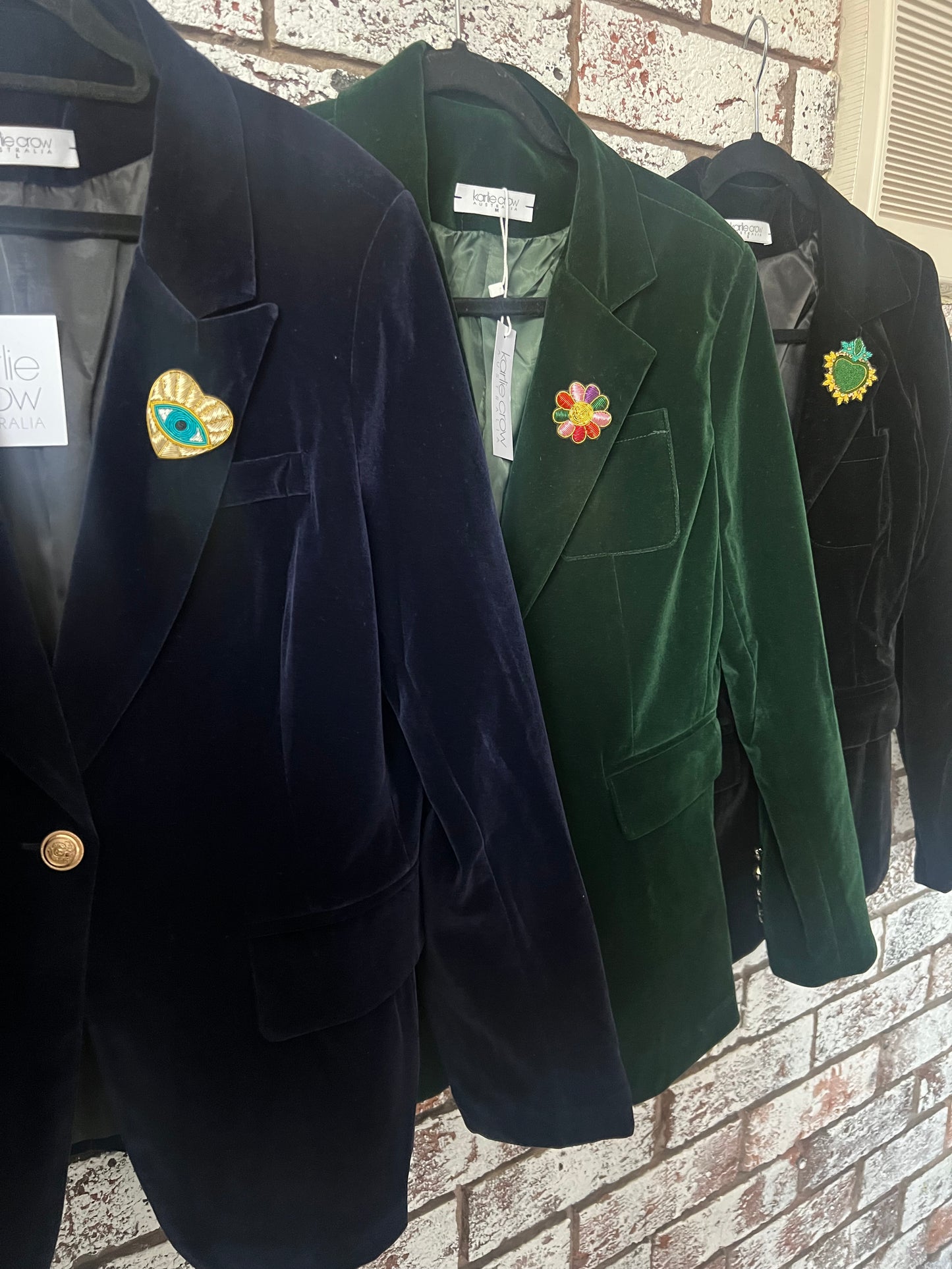 Velvet Blazer with Gold Buttons- green