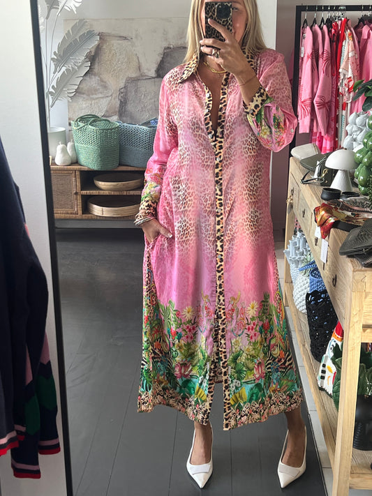 Slinky Resort Shirt Dress -pink