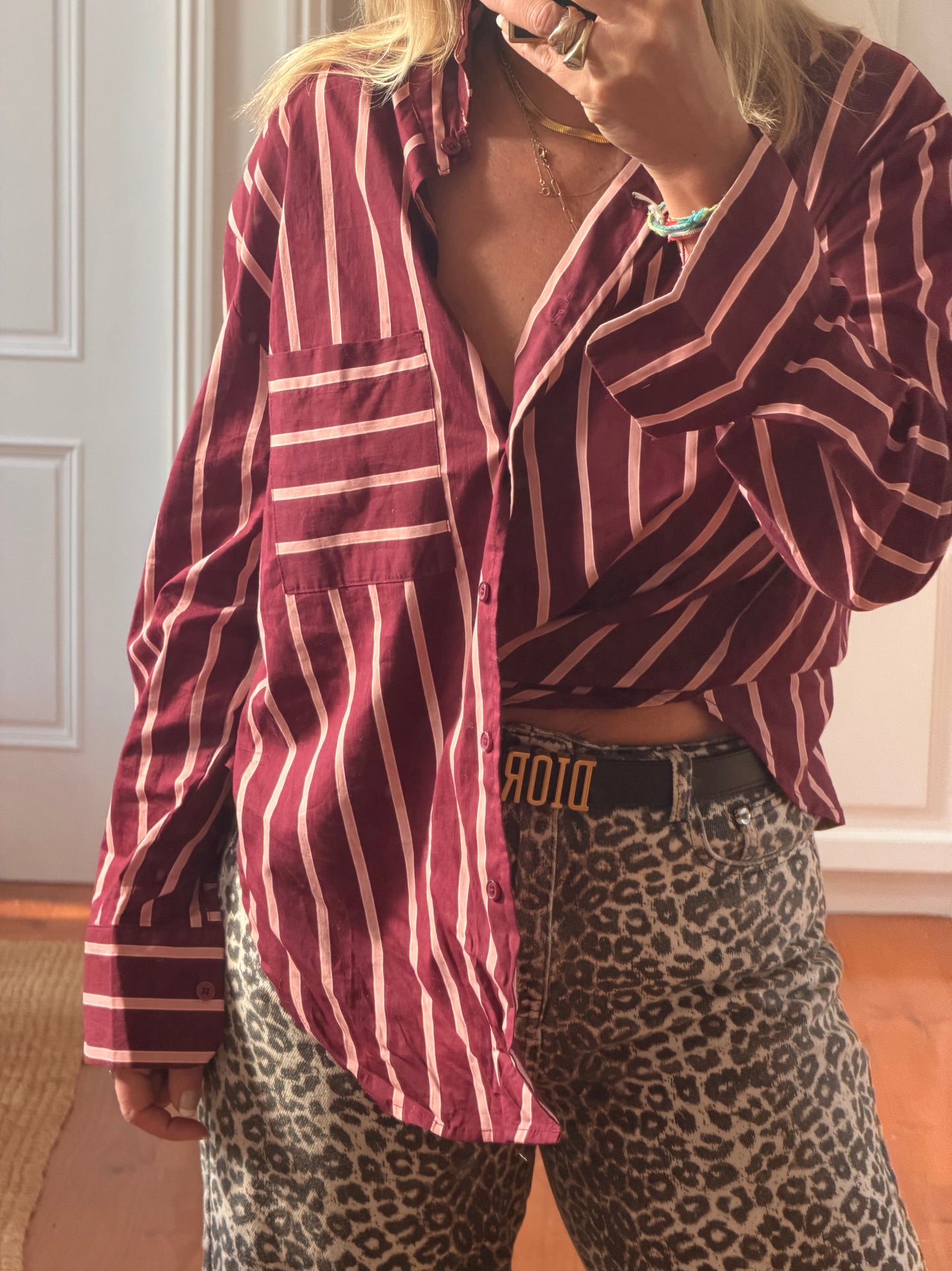 Plum & Pink Stripe Cotton Shirt