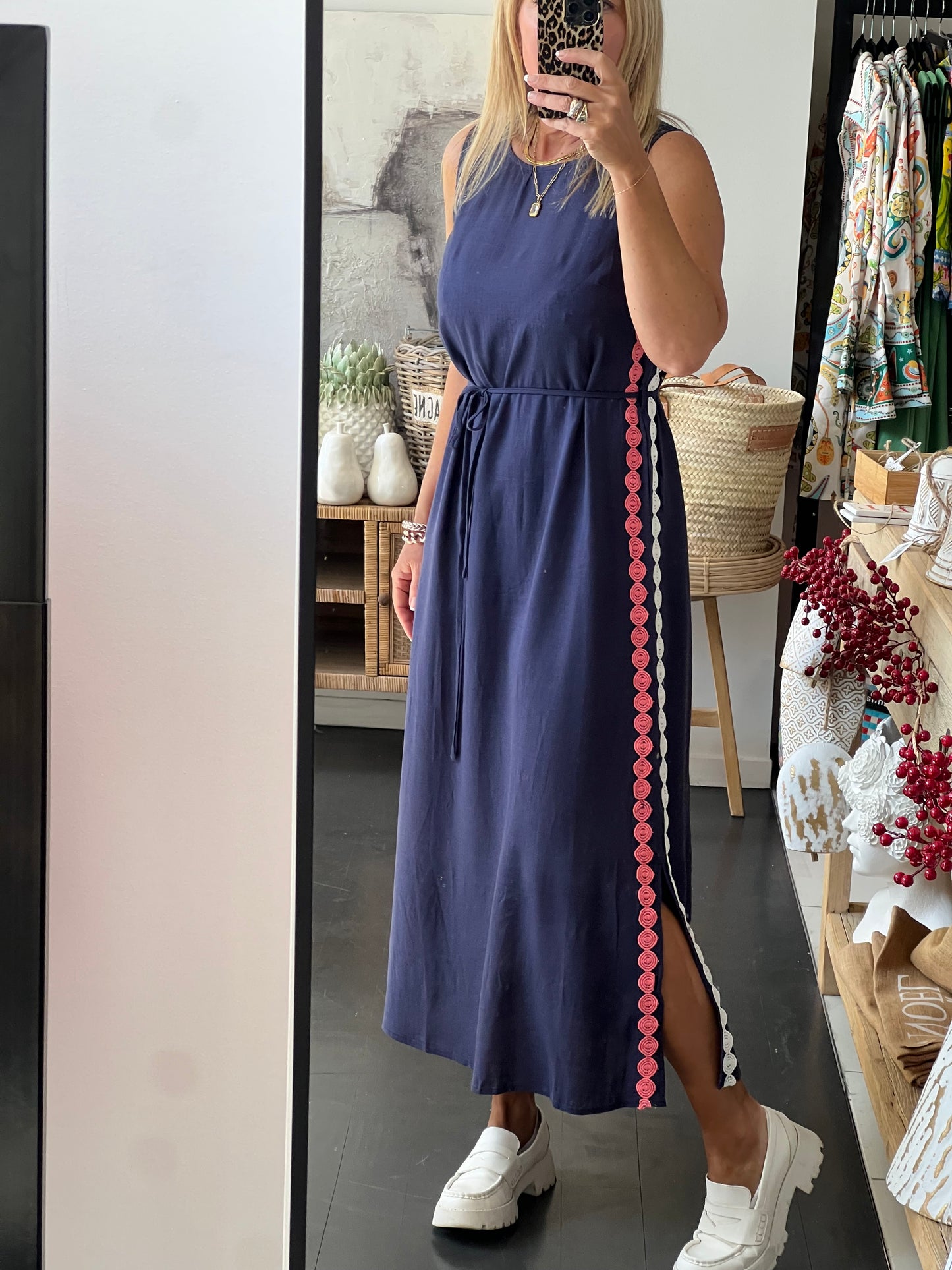 Sleeveless Shift Linen Maxi Dress