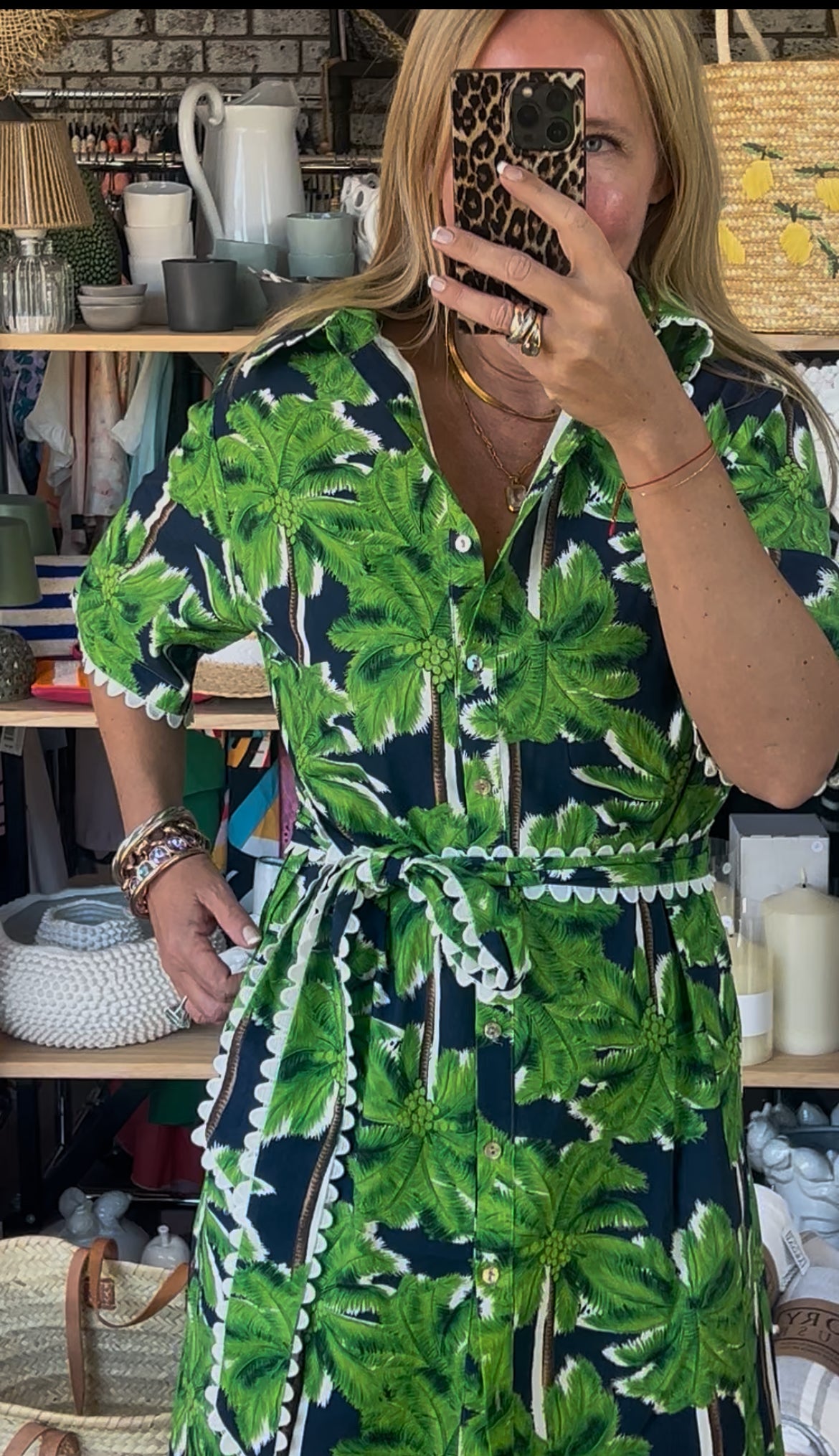 Palmy Shift Shirt Dress