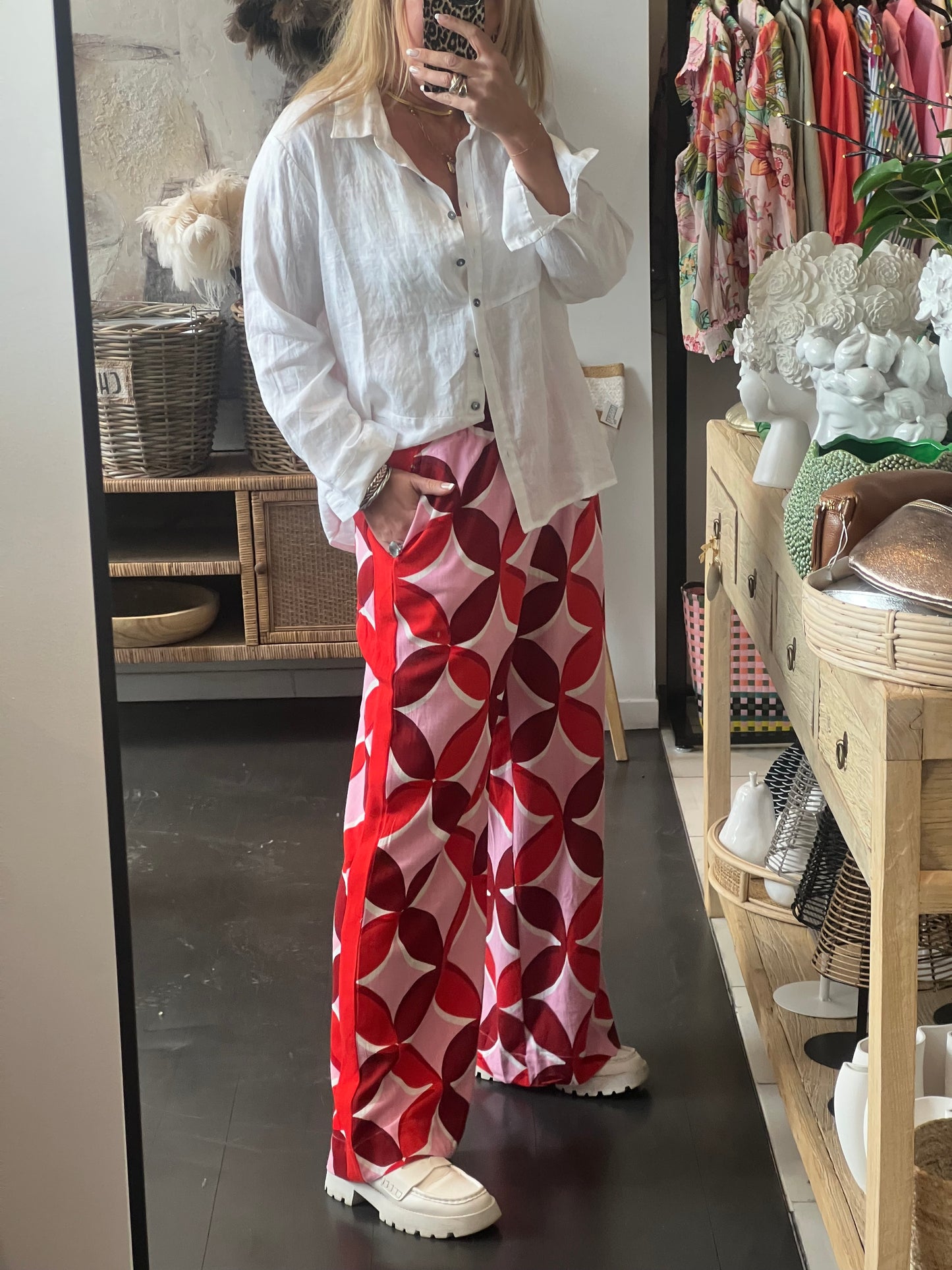 Retro Racer Lounge Pants- pink red