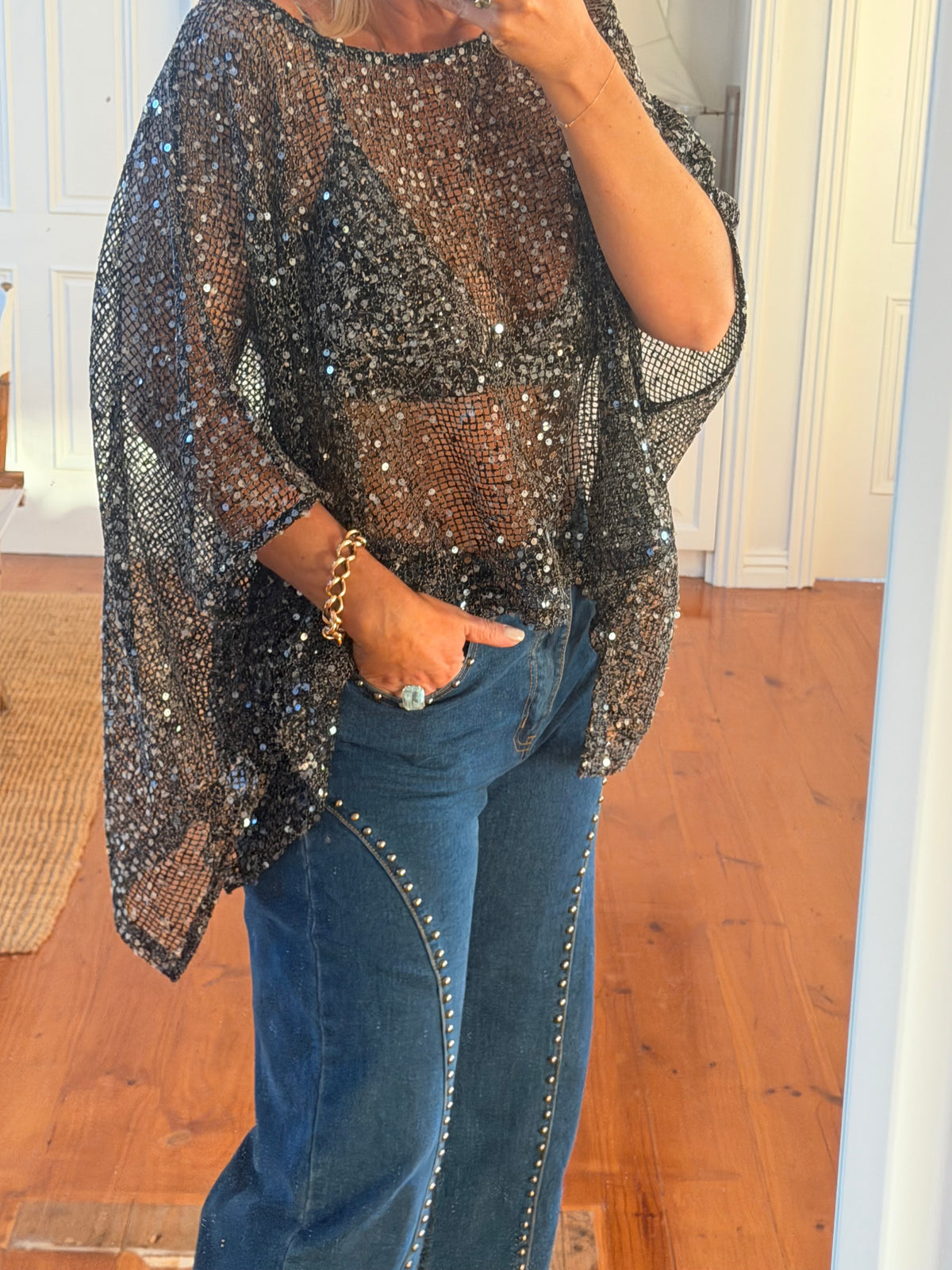 Twinkle Top - sequin black