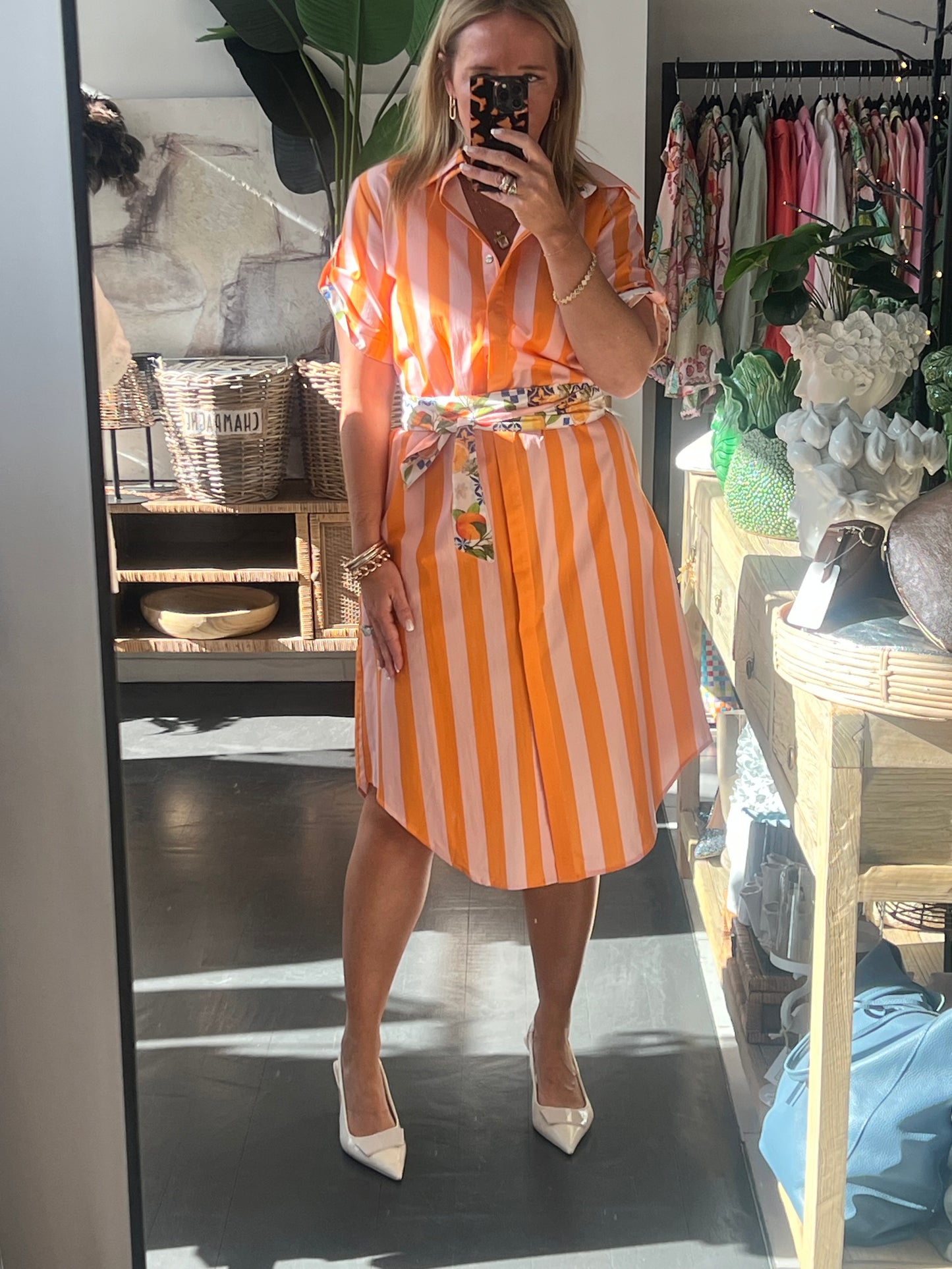 Amalfi Aperol Shirt Dress