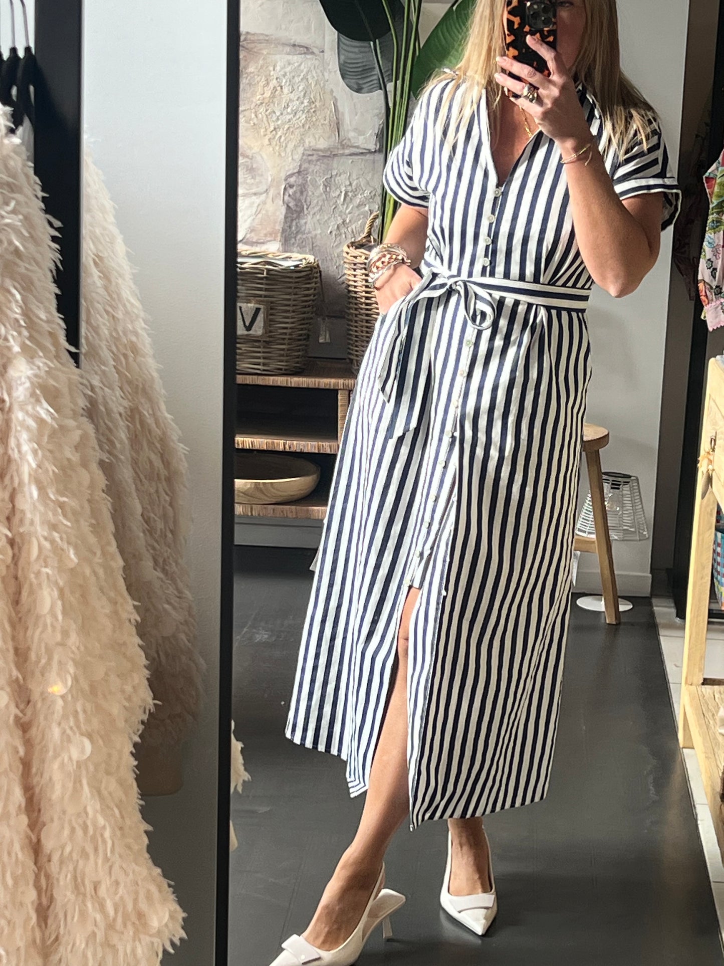 Shirt Dress Navy Stripe