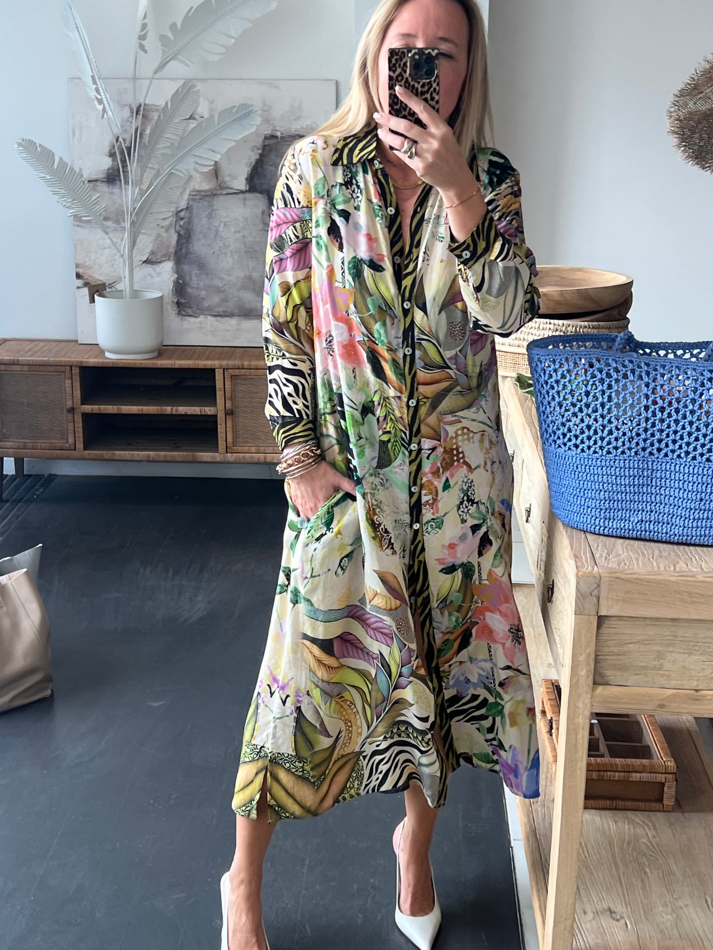 Slinky Resort Shirt Dress - chartreuse