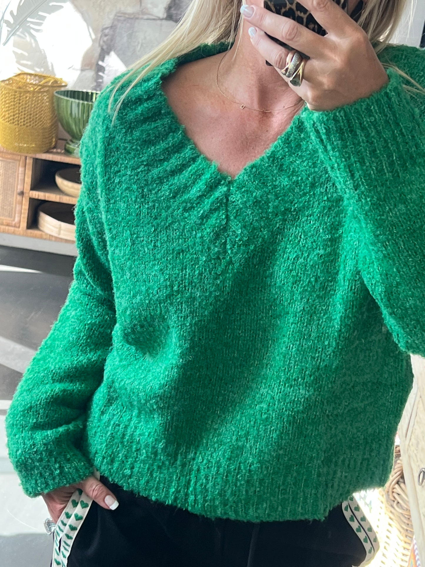 Green V Neck Knit