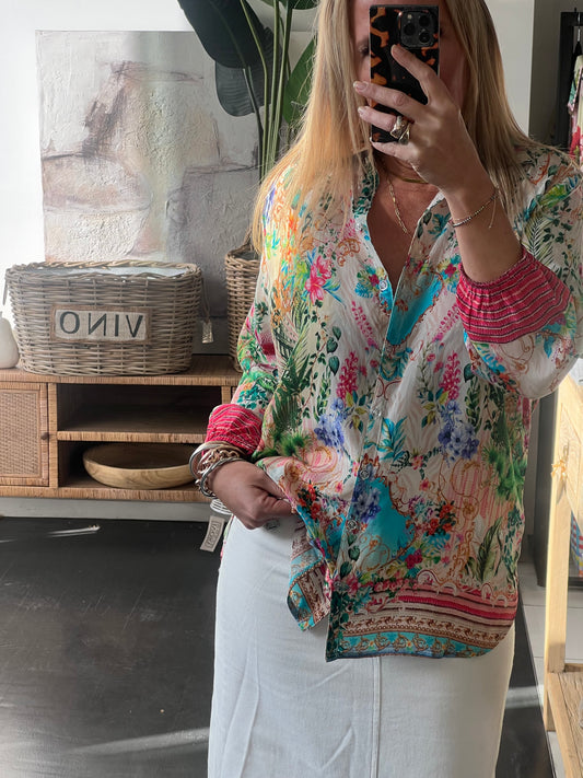 Slinky Floral Shirt Resort Top