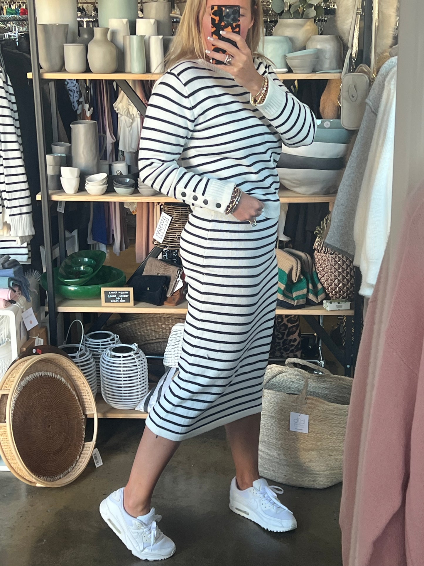 Stripe Knit Pencil Skirt