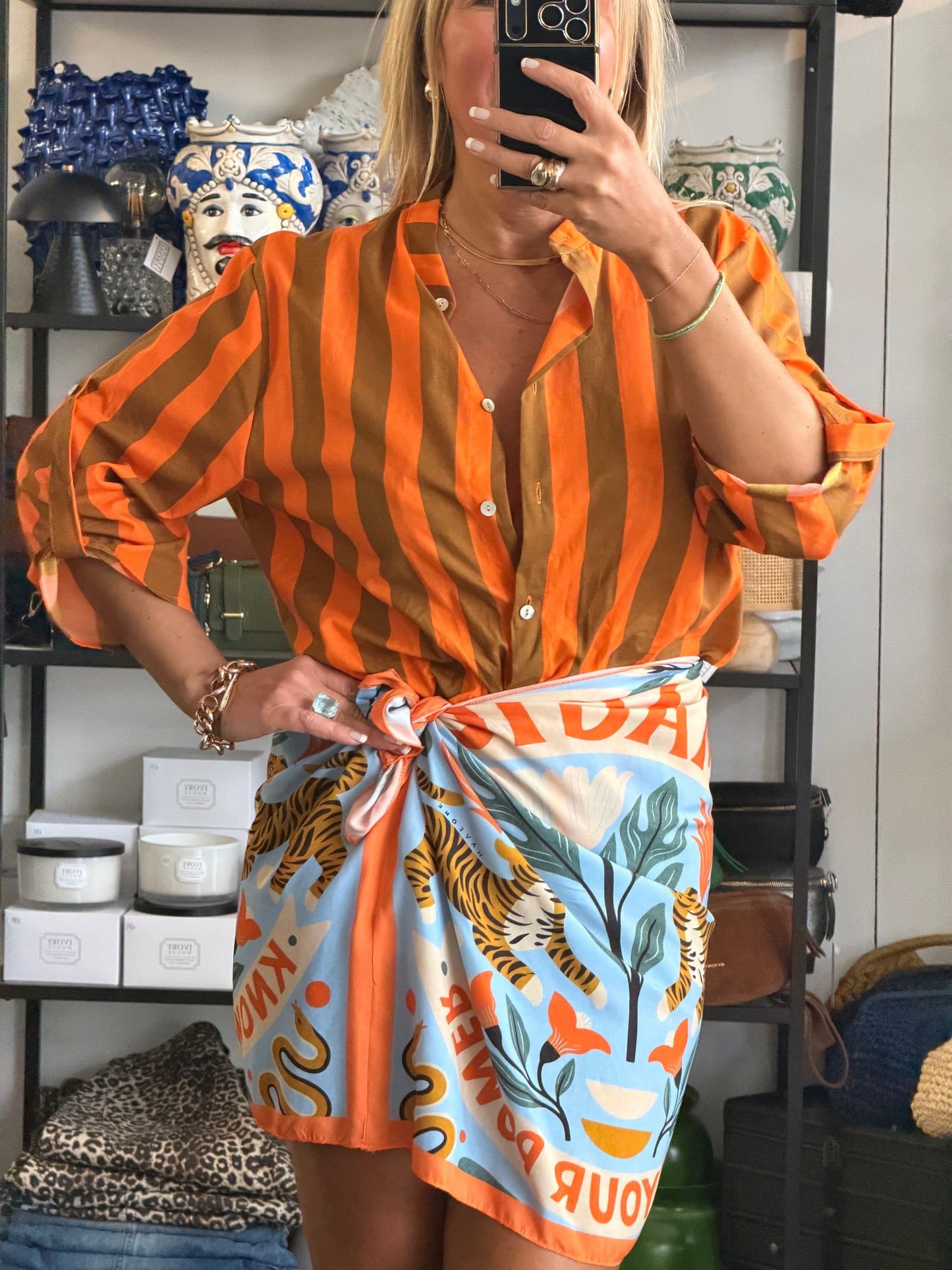 Stripe Shirt - orange & tan by Have One