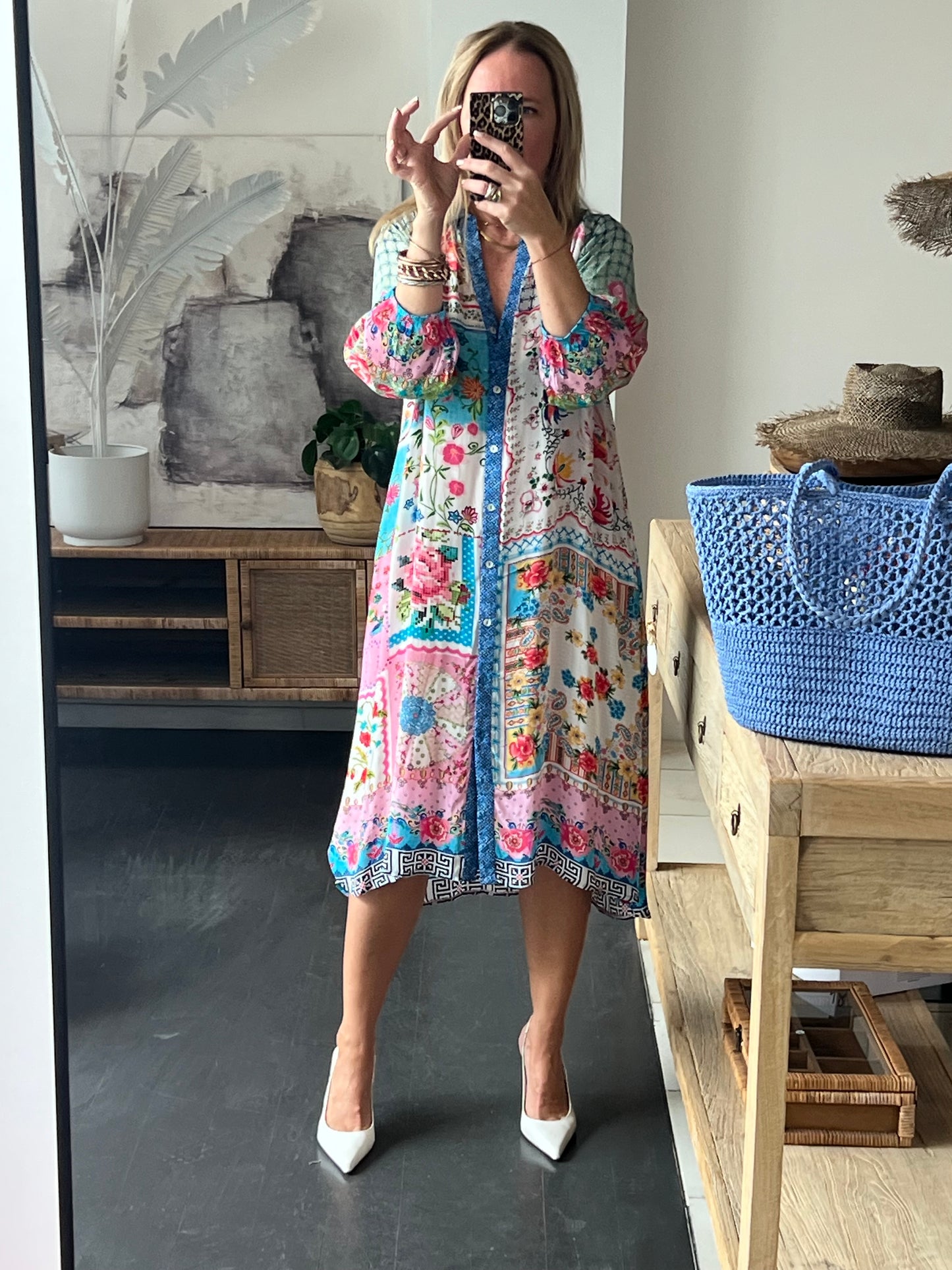 Slinky Resort Shirt Dress - carnival
