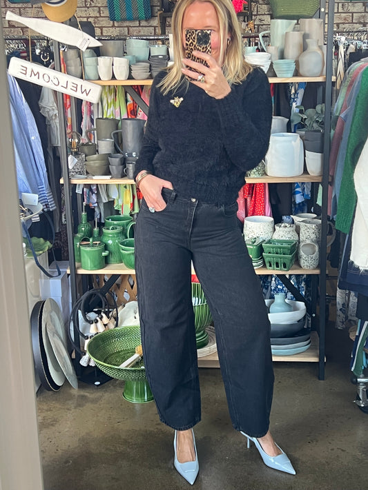 Denim Barrel Jeans - black