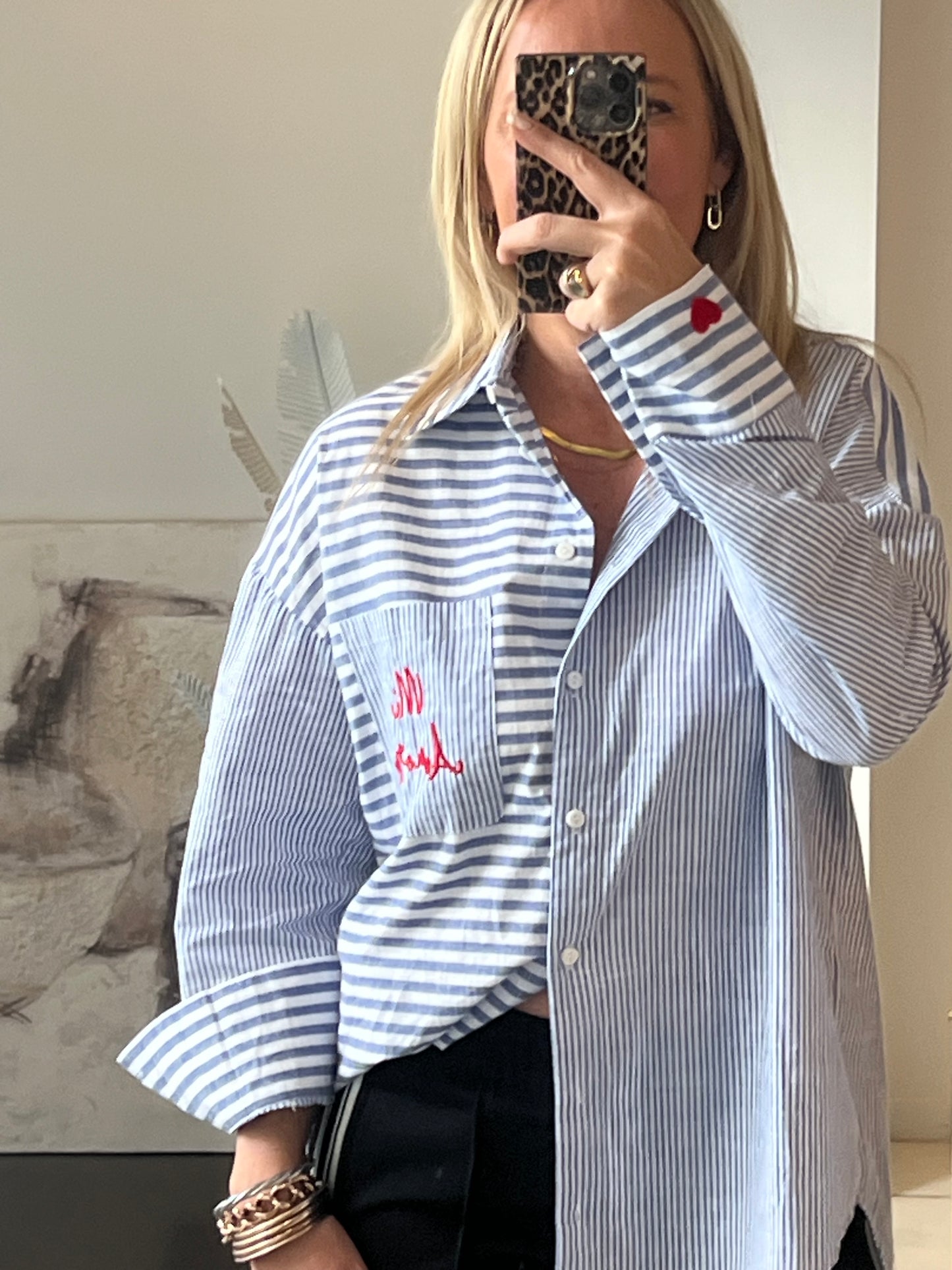 Mi Amore My Love stripe shirt