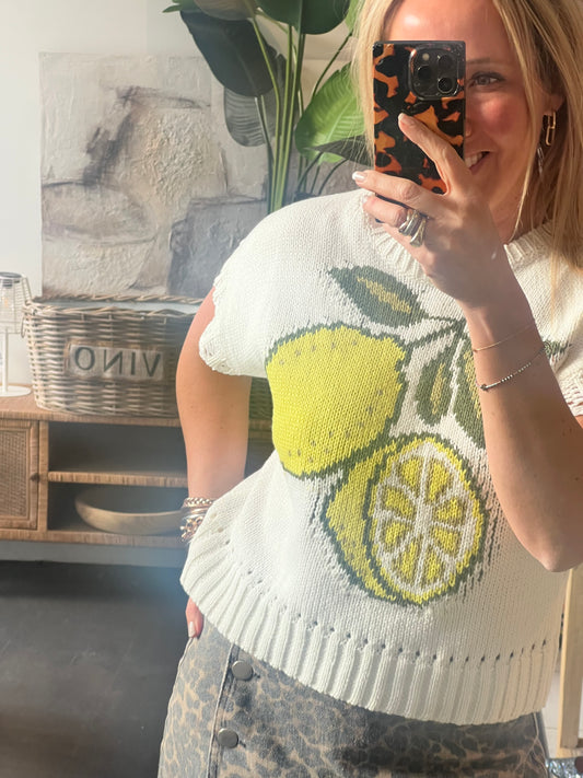 Lemon Short Seeve Knit Sweater