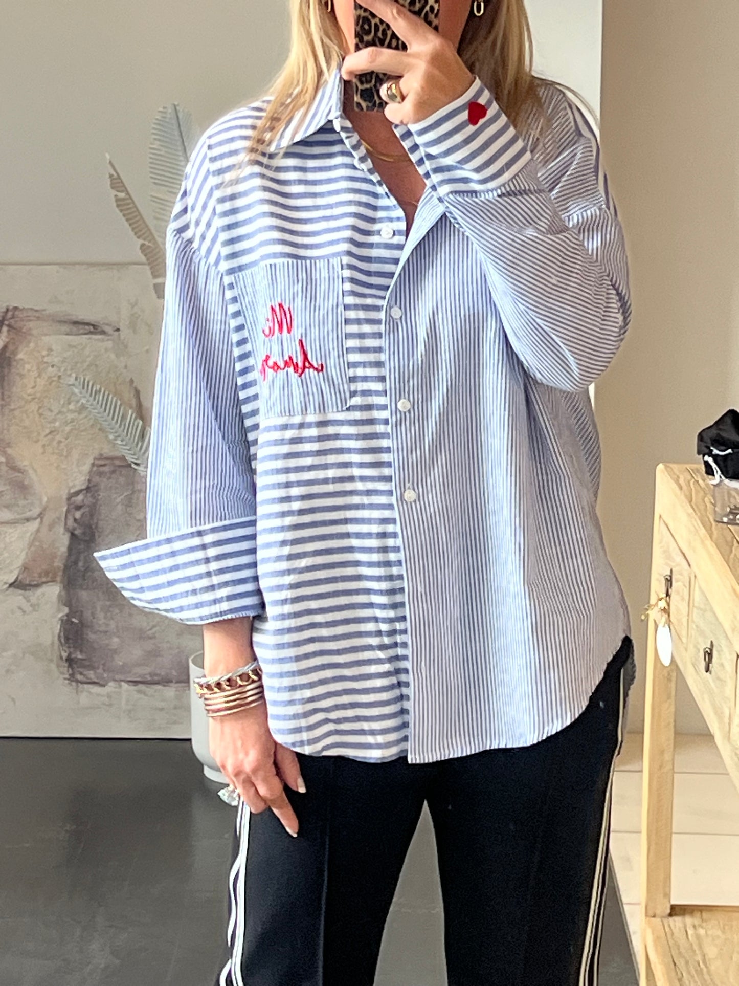 Mi Amore My Love stripe shirt