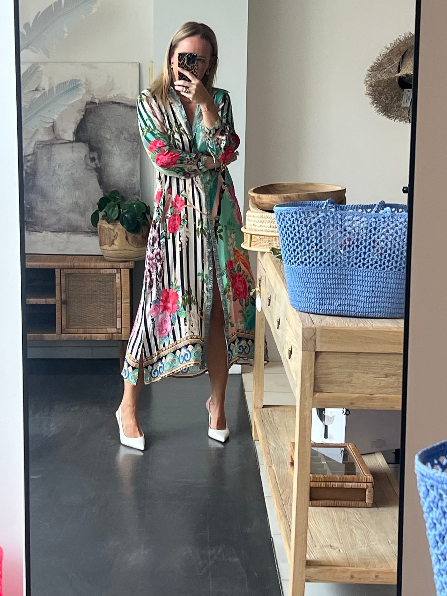 Slinky Resort Shirt Dress - aqua