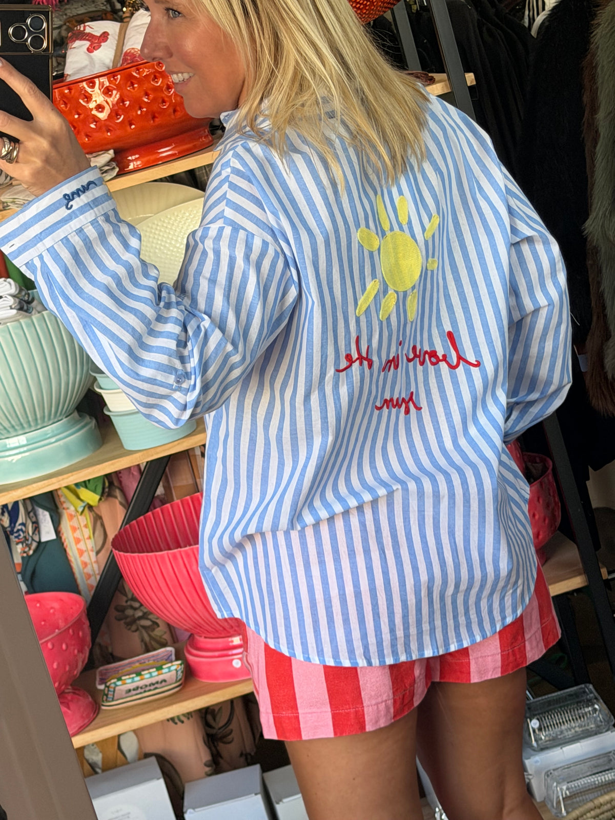 Here Comes The Sun Stripe Shirt - blue