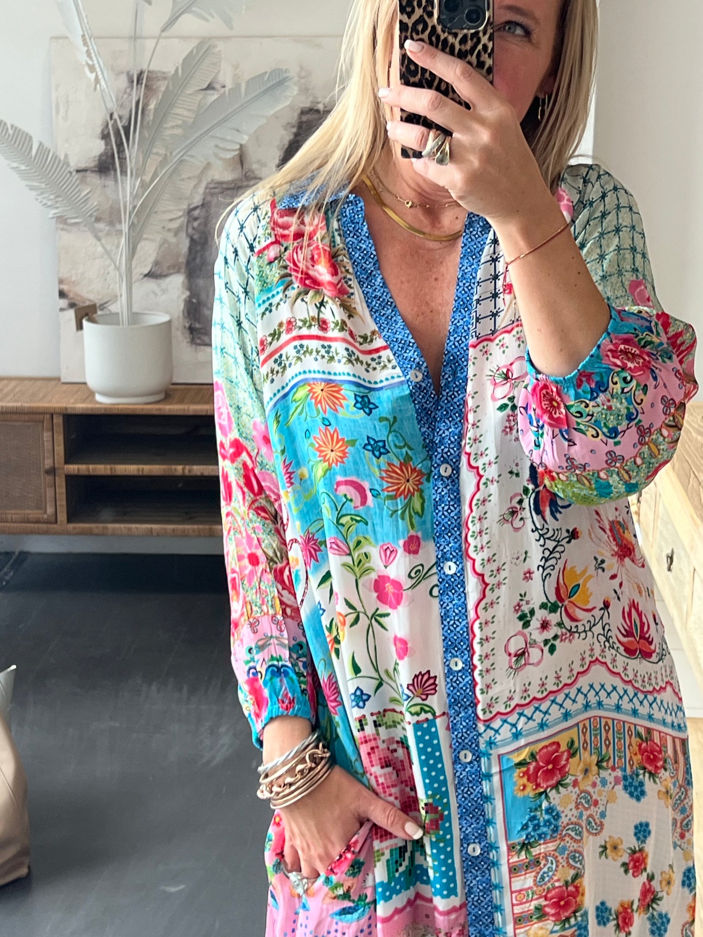 Slinky Resort Shirt Dress - carnival