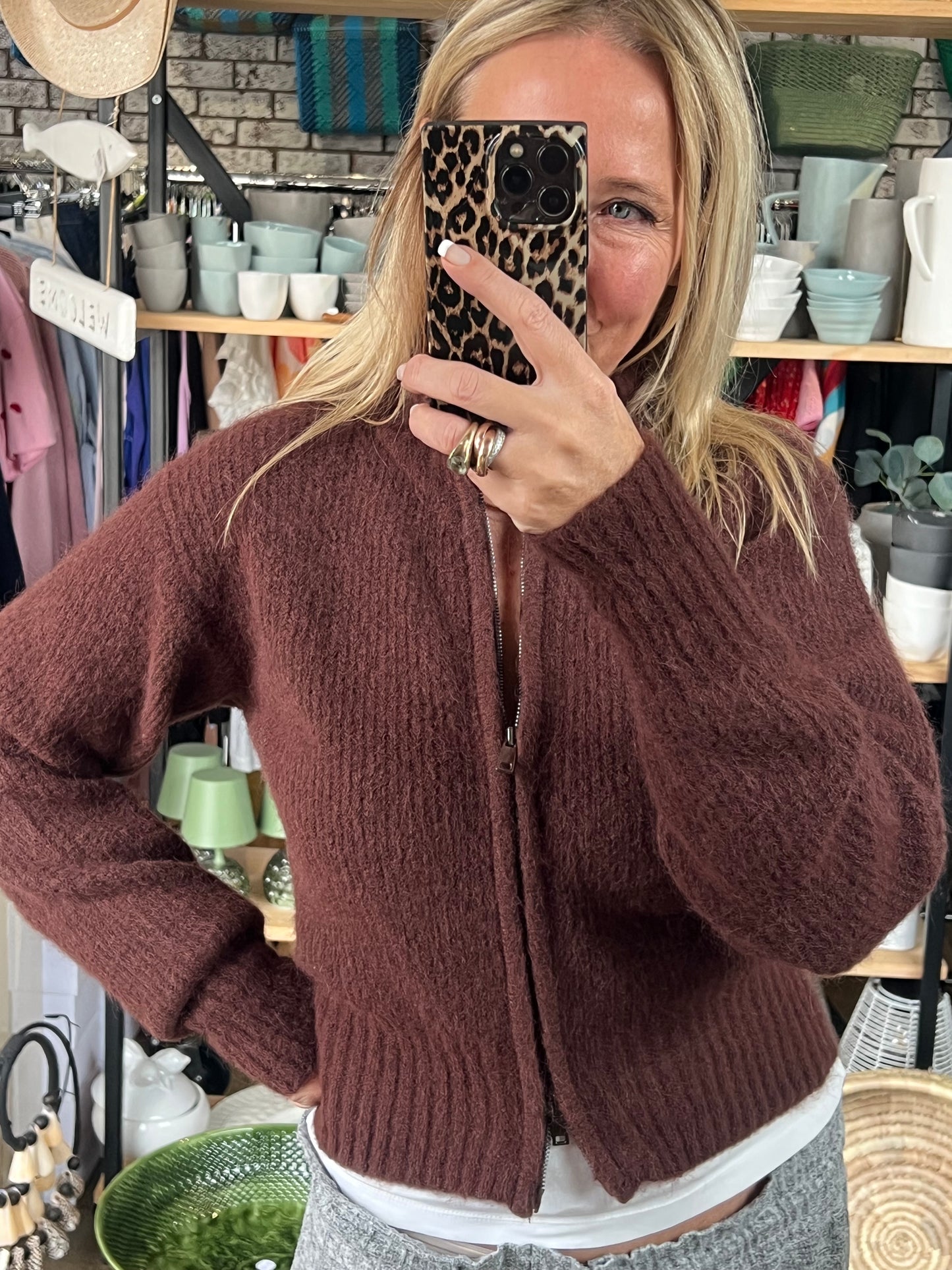 Zip Knit - chocolate brown